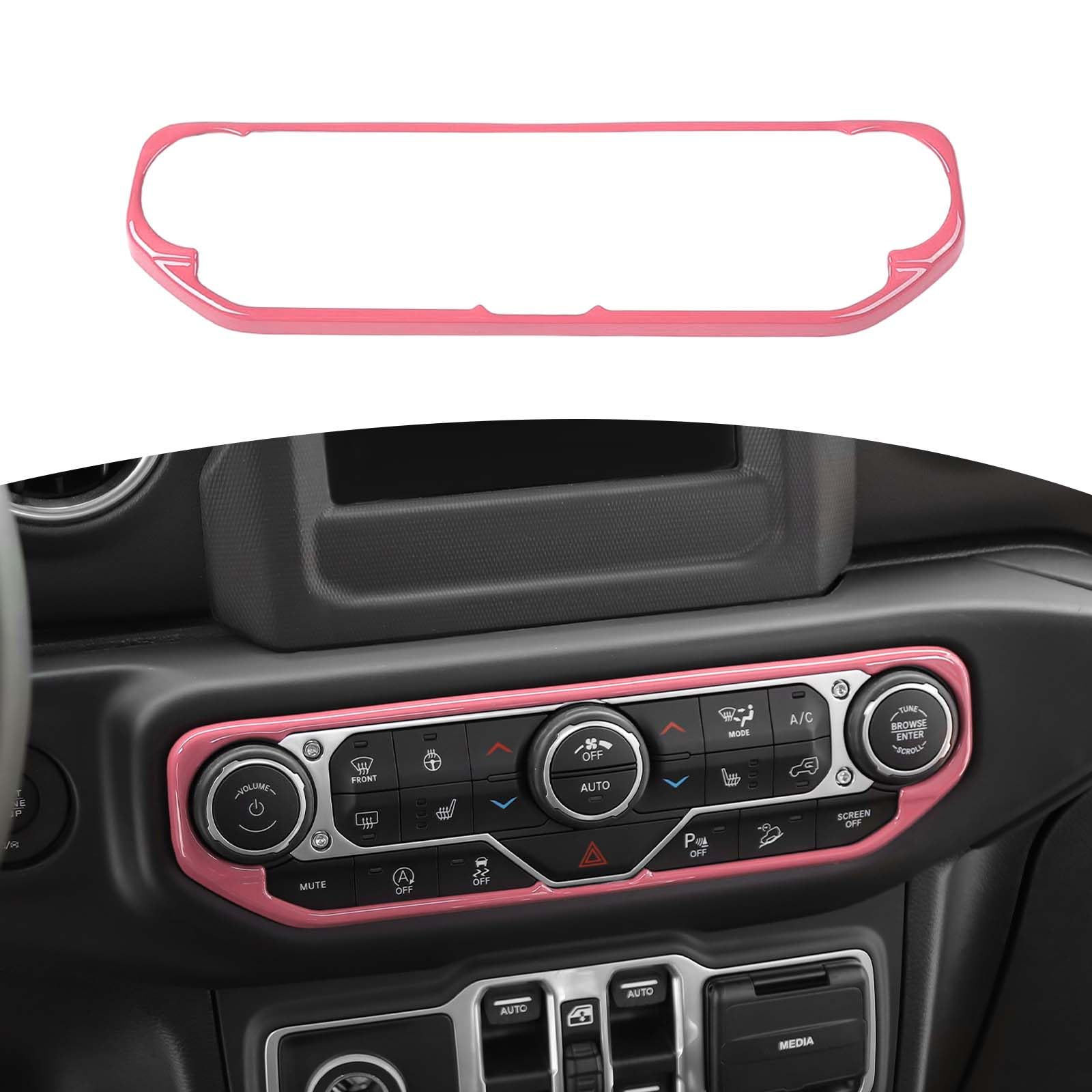 RT-TCZ Pink AC Switch Cover Trim Frame for Jeep Wrangler JL JLU & Gladiator JT (2018-2023) - Durable Interior Accessories for Dash Customization & Off-Road Adventures