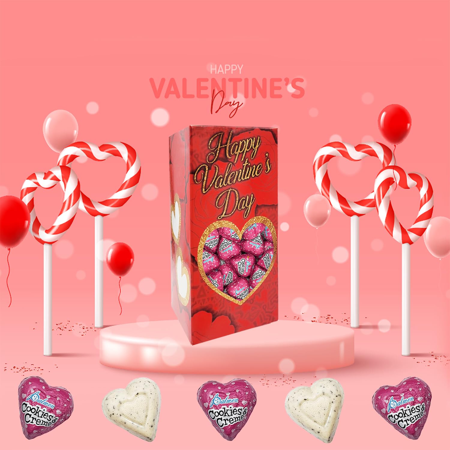 Fruidles Valentine's Milk Chocolate Cookies & Cream Hearts - Individually Wrapped Kosher Dairy Treats (40 Count, 1 LB) - Perfect for Valentine's Day Gifts, Party Favors & Romantic Celebrations