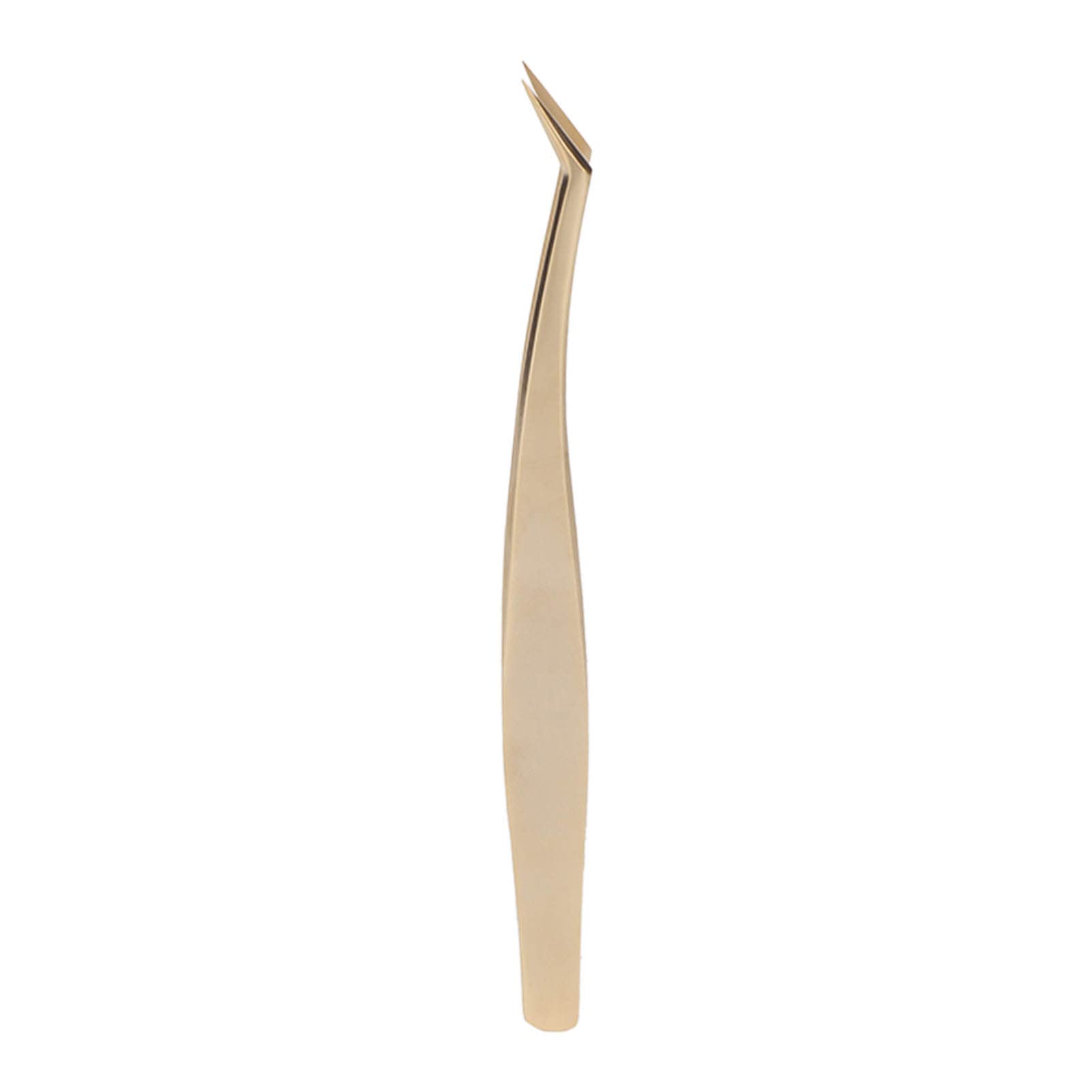 Professional Stainless Steel Eyelash Extension Tweezers - Short Oblique Tweezer for Precise Lash Application | Beauty Salon & Home Use | Golden Finish for Durability & Style