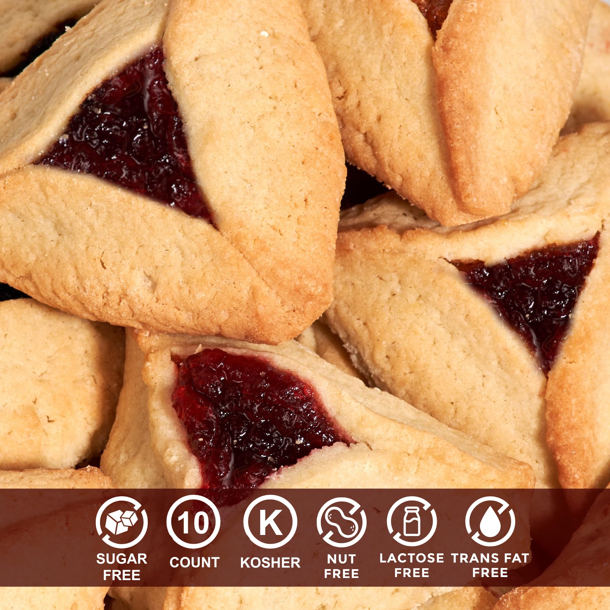 Sugar Free Strawberry Filled Hamentaschen Cookies - 10 Count | Diabetic Friendly & Nut Free Snacks | Perfect for Keto Diet, Office Snacking & Holiday Gifts | by Stern's Bakery