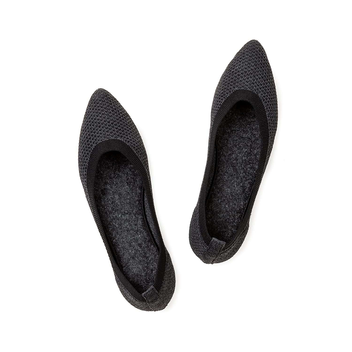 Frank Mully Women's Pointed Toe Flats - Knit Ballet Shoes for Women | Slip On Comfort Dress Shoes with Soft Low Wedge | Perfect for Office, Casual Wear & Special Occasions