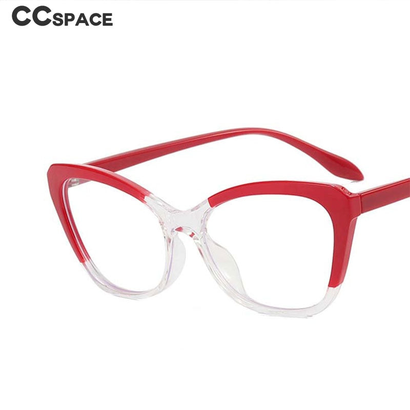 CCspace Women's Full Rim Large Cat Eye Titanium Frame Eyeglasses 54571 - Lightweight & Durable Eyewear for Work, Reading, and Fashion Accessories