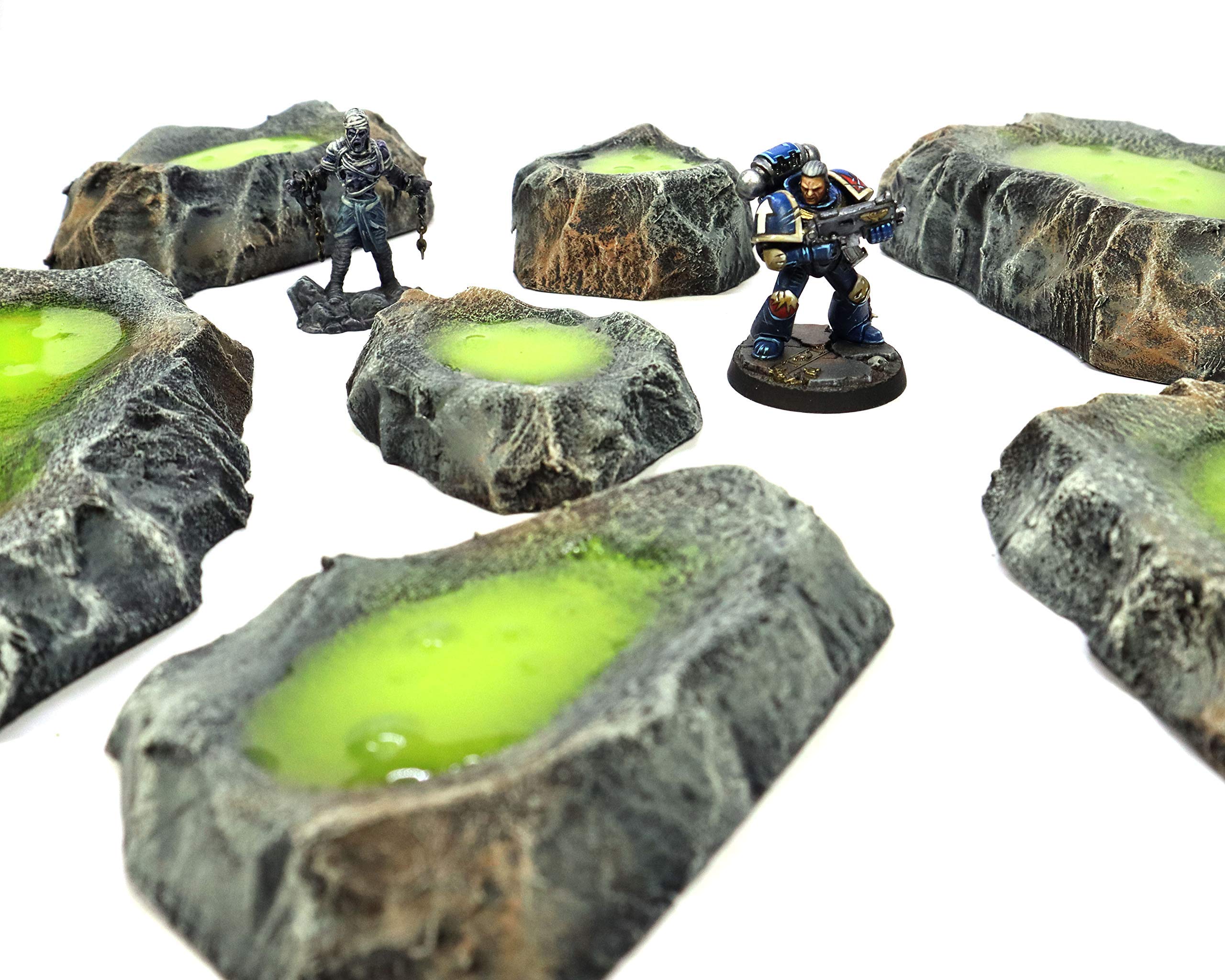 Premium Acid Pools Terrain Set - Handcrafted Miniature Battlefield for Warhammer, D&D & Tabletop RPGs - Perfect for Wargaming Scenes & Fantasy RPG Adventures