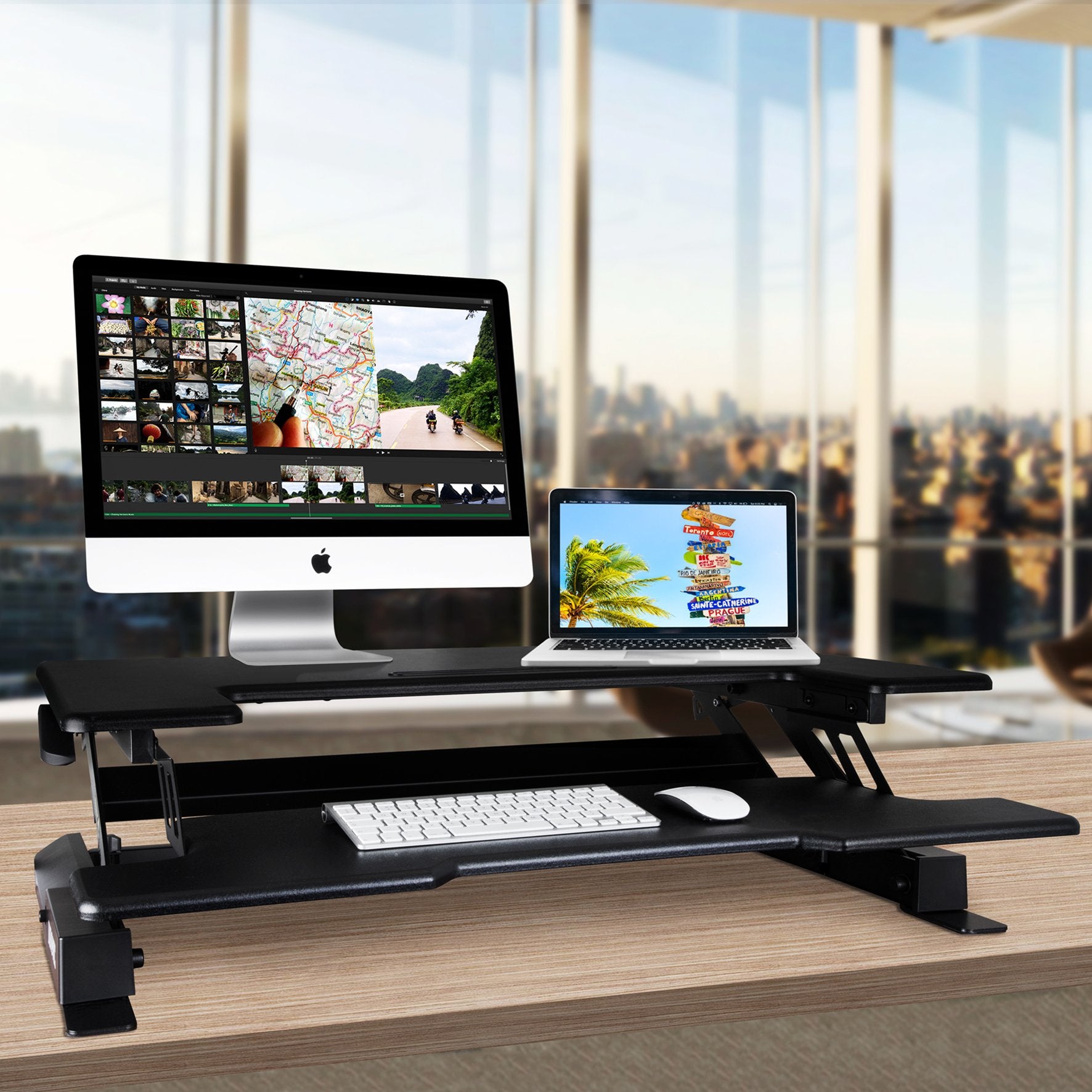 Duronic DM05D1 Electric Height Adjustable Standing Desk Converter | 36.2
