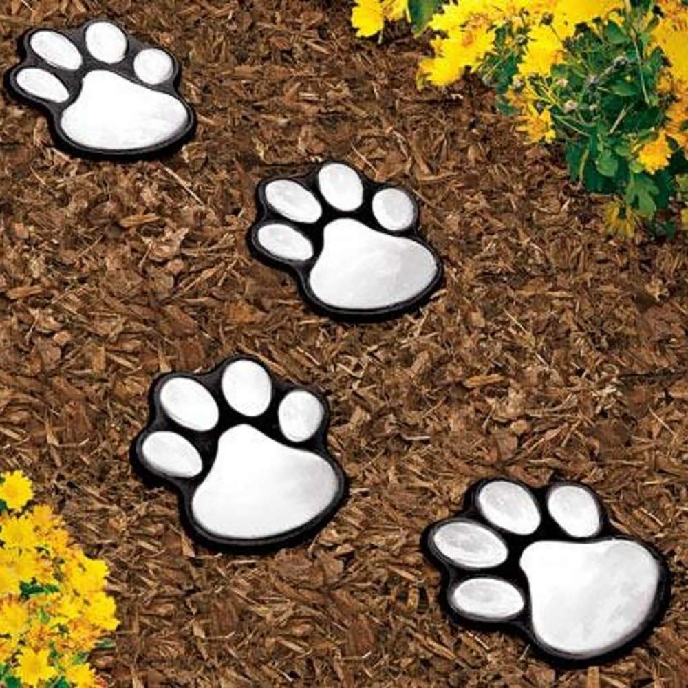 Solar Powered LED Garden Lights - Animal Paw Print Outdoor Path Lighting for Walkway, Landscape, Yard Decor (Cat & Puppy Design) | Weatherproof & Energy Efficient for Patio, Driveway, and Backyard Illumination