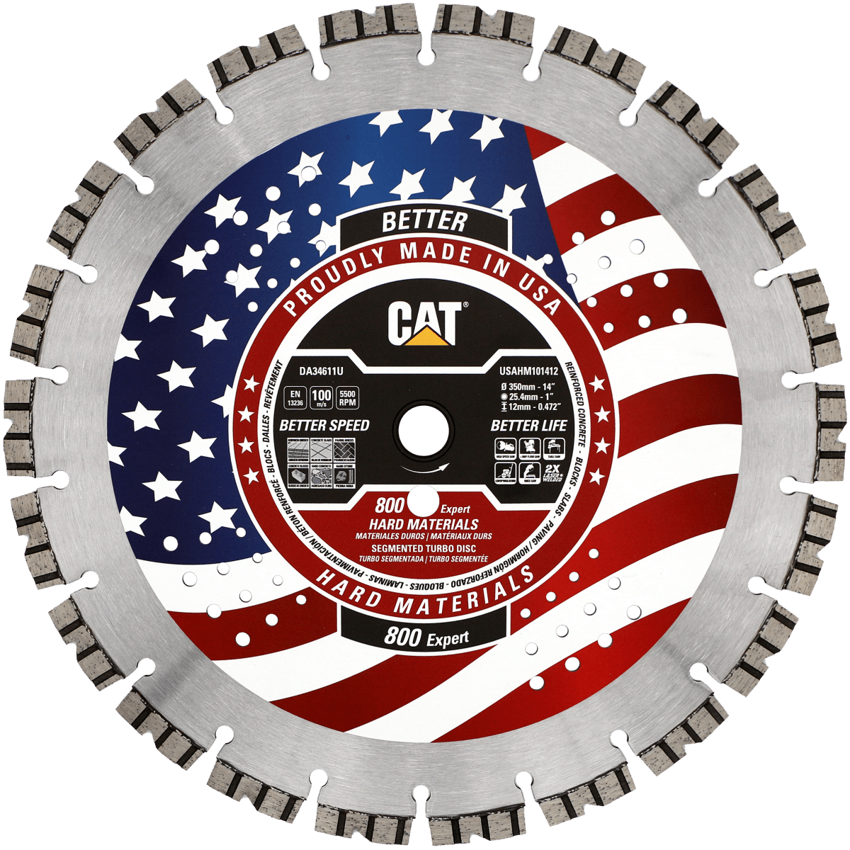 Caterpillar 800 Expert Diamond Blade for Cutting Hard Materials - Free Shipping | Perfect for Concrete, Brick, and Stone Cutting Projects