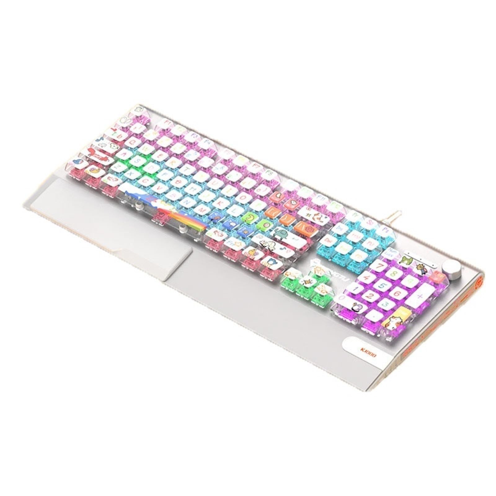 RGB Gaming Keyboard with Mechanical Feel - K1000 Quad Thermal Wired USB Keyboard for PC Gamers & Office Work | Multi-Color Rainbow Backlighting | Perfect for Gaming, Typing & Professional Use