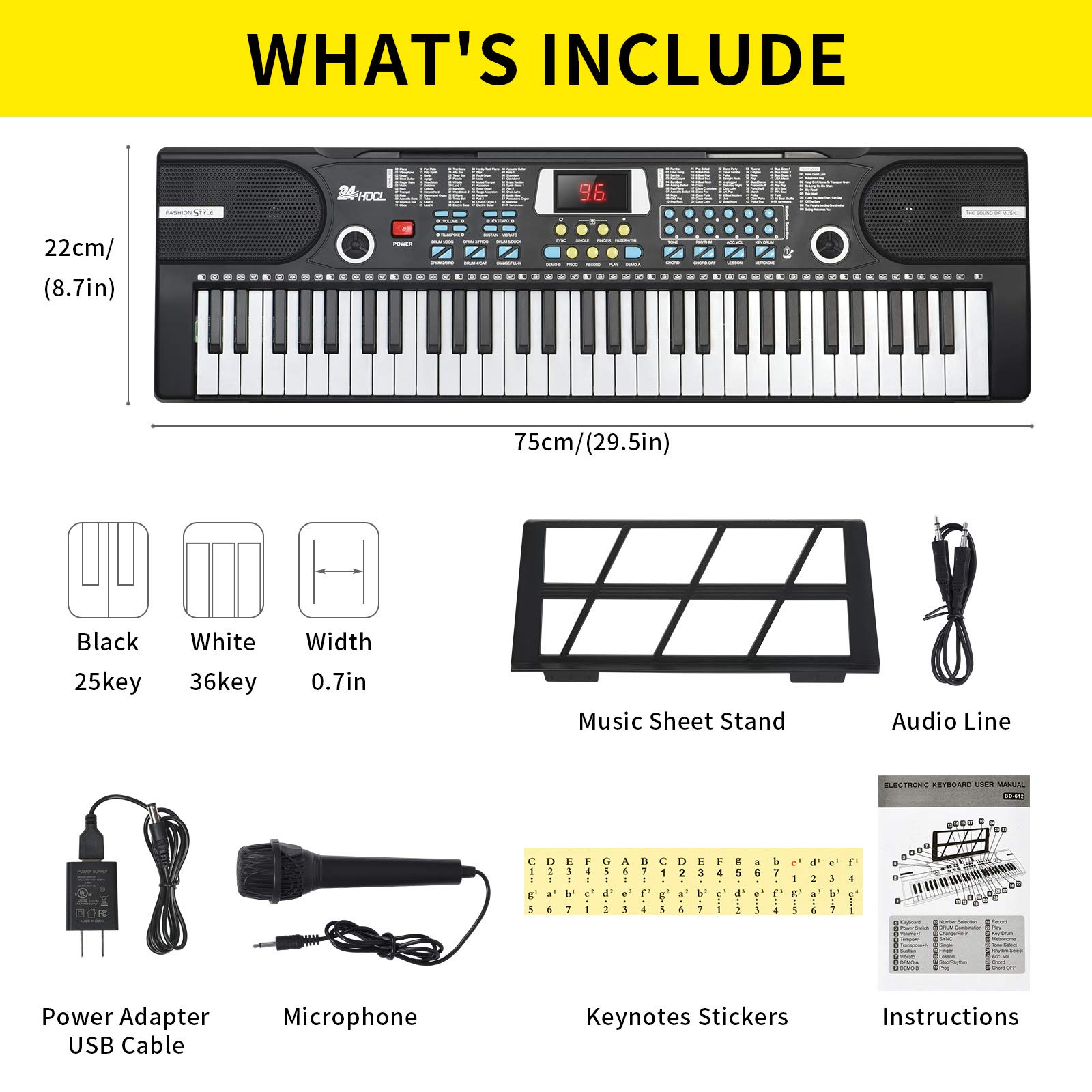 61-Key Lighted Keyboard Piano for Kids - Portable with Stand & Mic, Perfect for Beginners & Gifts