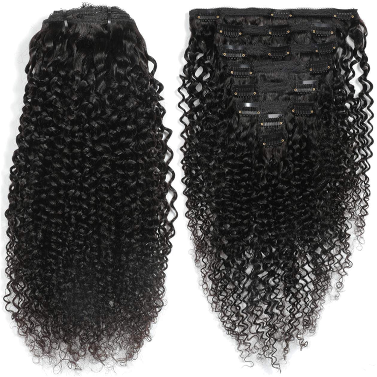 8PCS 120g Kinky Curly Brazilian Virgin Human Hair Extensions with Clips - 18inch Remy Hair Bundles for Black Women | Perfect for Daily Styling, Parties & Special Occasions