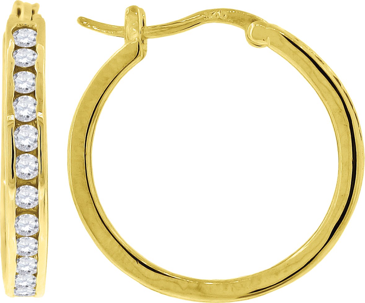 925 Sterling Silver Yellow-Tone Cubic Zirconia CZ Hoop Earrings for Women - Elegant Fashion Jewelry for Parties, Weddings & Everyday Wear