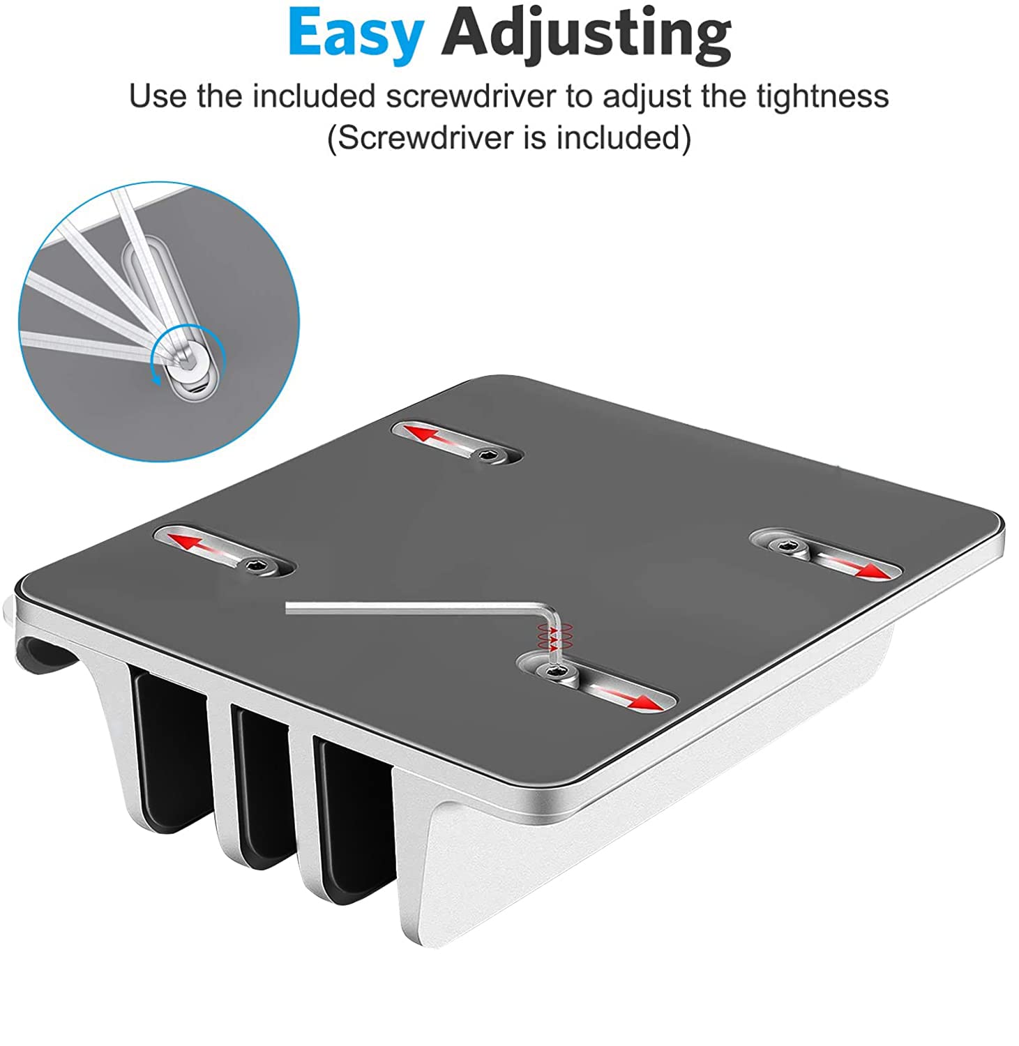 Adjustable 4-Slot Vertical Laptop Stand - Aluminum Desktop Holder for MacBook, PC, Tablet & Phone (Silver) | Space-Saving Office & Home Workspace Organizer