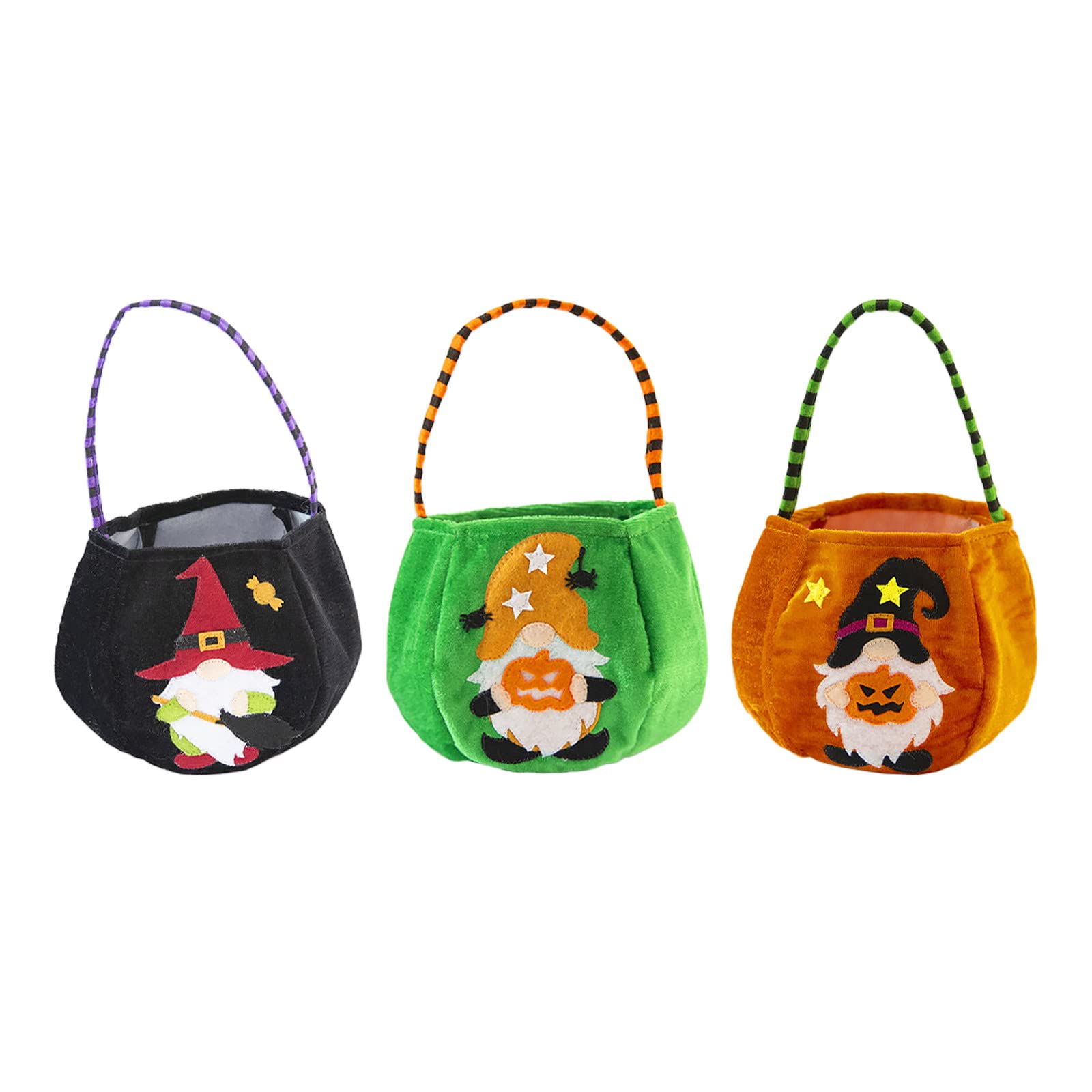 3PCS Halloween Trick or Treat Bags - Reusable Non-Woven Pumpkin Candy Bags with Handles for Kids Party Favors, Outdoor Halloween Decorations - Perfect for Trick-or-Treating, Classroom Parties & Halloween Events