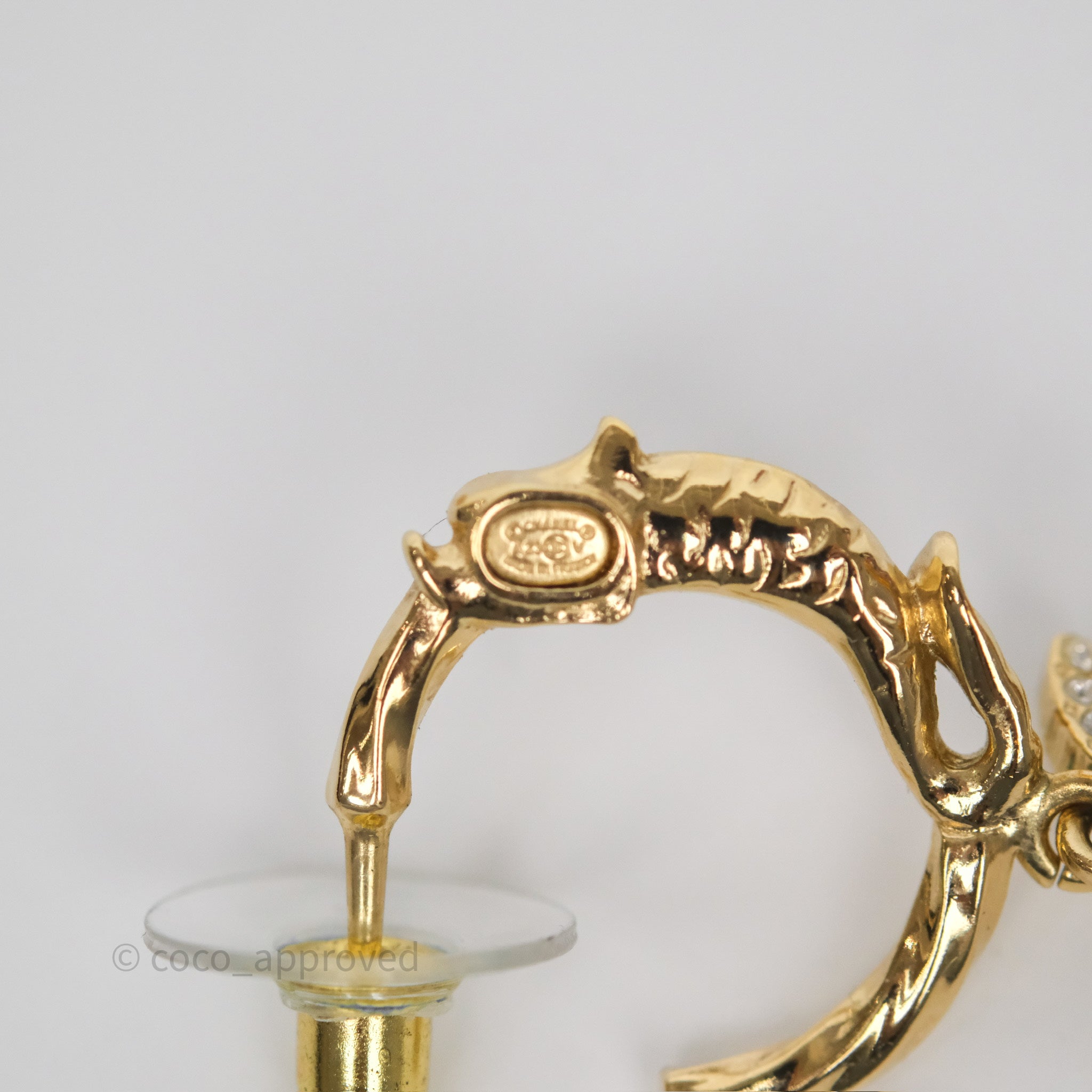 Chanel CC Crystal Hoop Earrings for Women - 23V Gold Tone Luxury Fashion Jewelry - Perfect for Parties, Weddings & Special Occasions