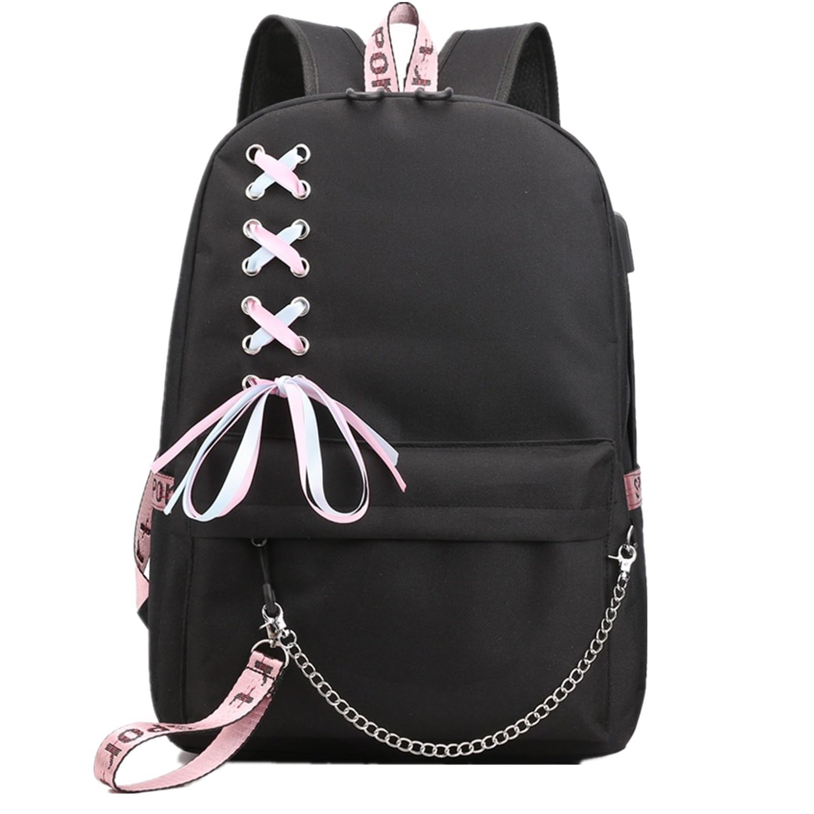 ISaikoy Casual Canvas Backpack - Lightweight Durable School Bag for College Students, Travel Daypack with Laptop Compartment (15.6 Inch), Water Resistant Shoulder Bag for Work & Outdoor Activities