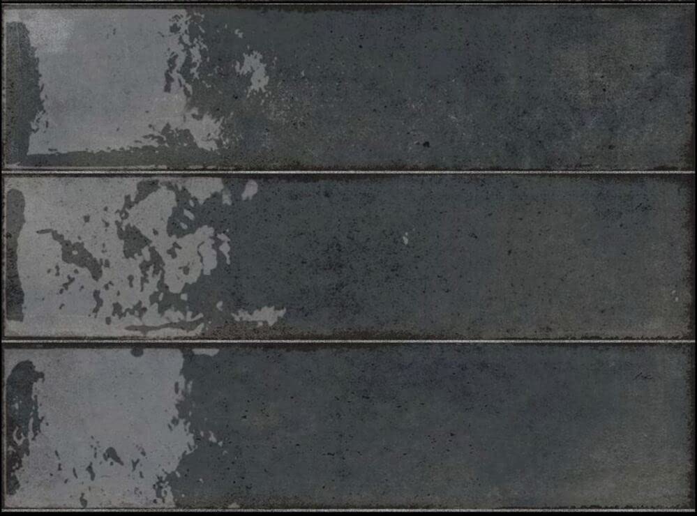 Scandiano Series 2.5x10 Inch Handmade Glossy Porcelain Subway Tile - Premium Kitchen Backsplash, Bathroom Wall & Fireplace Surround (Coal Color) | Perfect for Modern Farmhouse, Industrial & Contemporary Home Decor