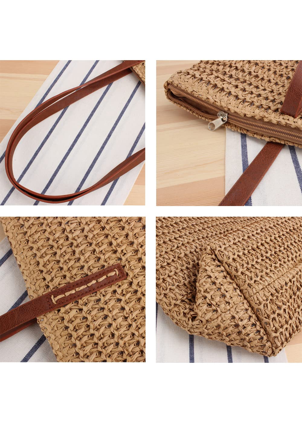 YAQUNICER Women's Straw Tote Bag - Stylish Faux Straw Handbag for Women, Beach Bag & Bucket Purse - Summer Fashion Accessory for Outings, Travel, Shopping & Beach Vacations - Perfect for Pool Parties, Picnics & Weekend Getaways