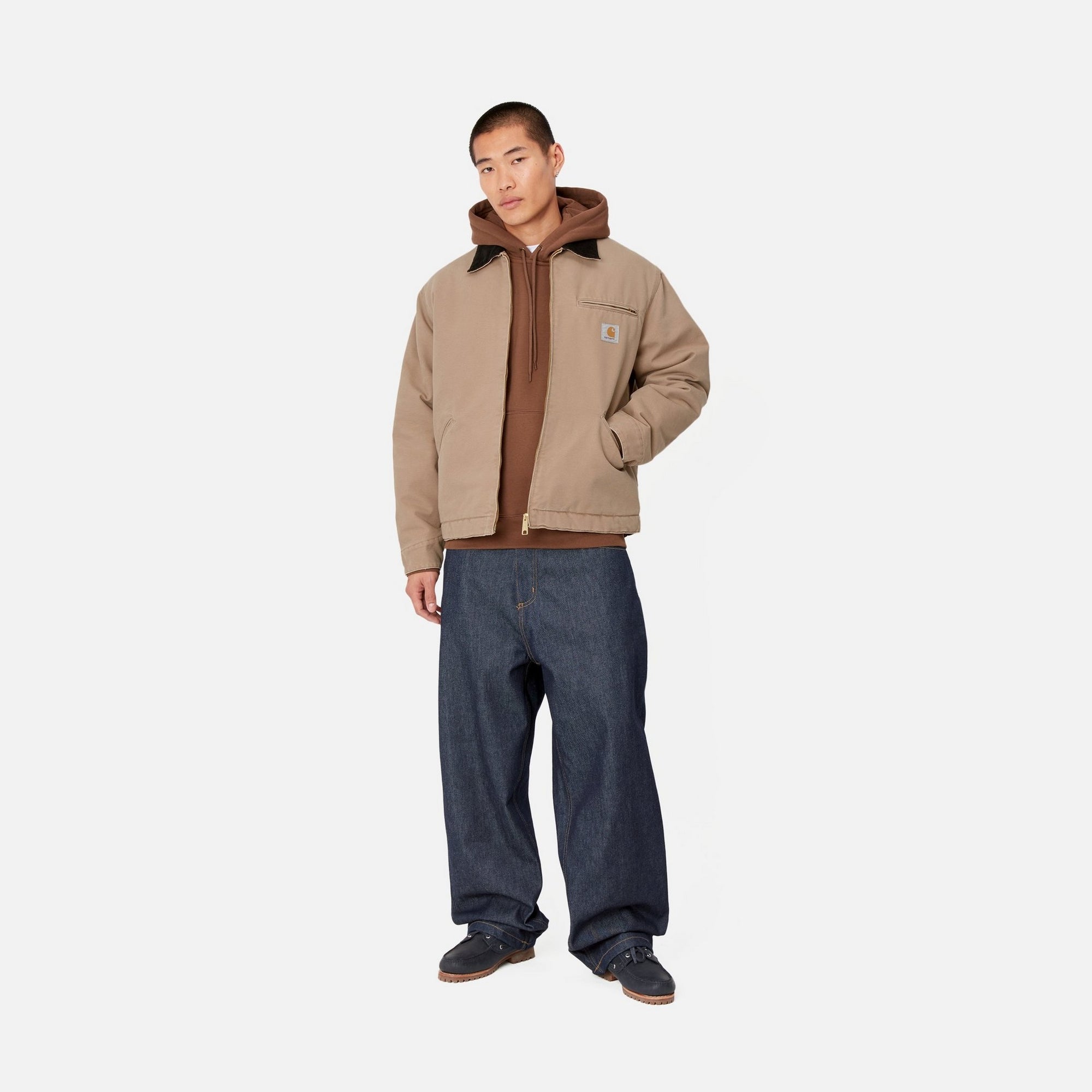 OG Detroit Jacket - Winter Workwear for Men | Peanut & Black Aged Canvas | Durable Outerwear for Construction, Motorcycle Riding & Outdoor Adventures