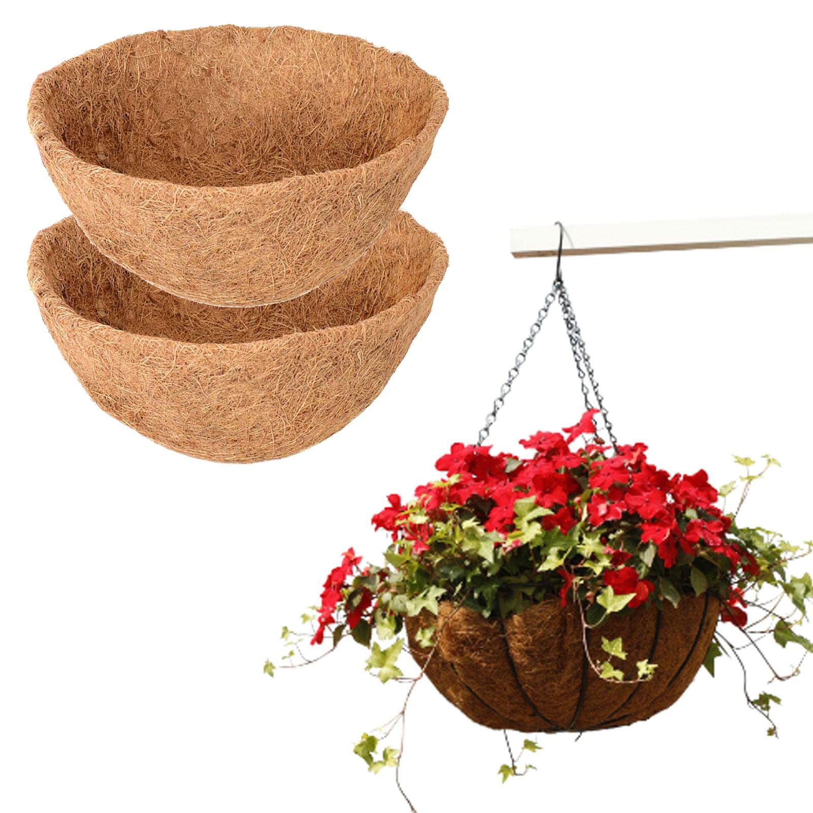 Sritob 2-Pack Natural Coconut Fiber Hanging Basket Liners - 10