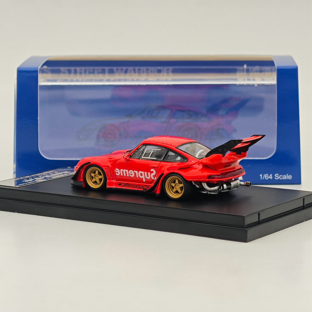 1/64 Scale RWB 993 GT RAUH Welt Diecast Model Car - Red Tall Wing Limited Edition Collectible for Display & Racing Enthusiasts | Perfect for Showcase, Gift Giving & Diecast Car Collections