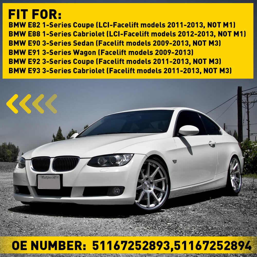 Heated Side Mirror Glass for BMW E82 E88 E90 E91 E92 E93 - Driver & Passenger Side Replacement - Perfect for Winter Driving & Enhanced Visibility