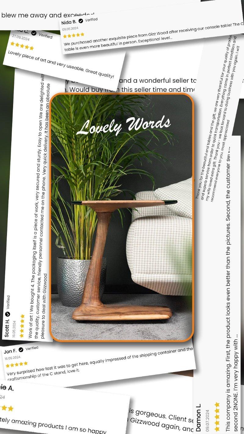 Luxury C-Shaped Resin End Table - Modern Side Table for Living Room, Bedroom, Office - Unique Home Decor Gift Idea for Housewarming, Wedding, Birthday