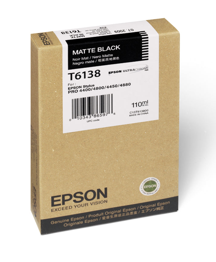 Epson T613800 4880/4800 Matte Black Ink Cartridge - 110ml High-Quality Printer Ink for Professional Printing & Photo Projects