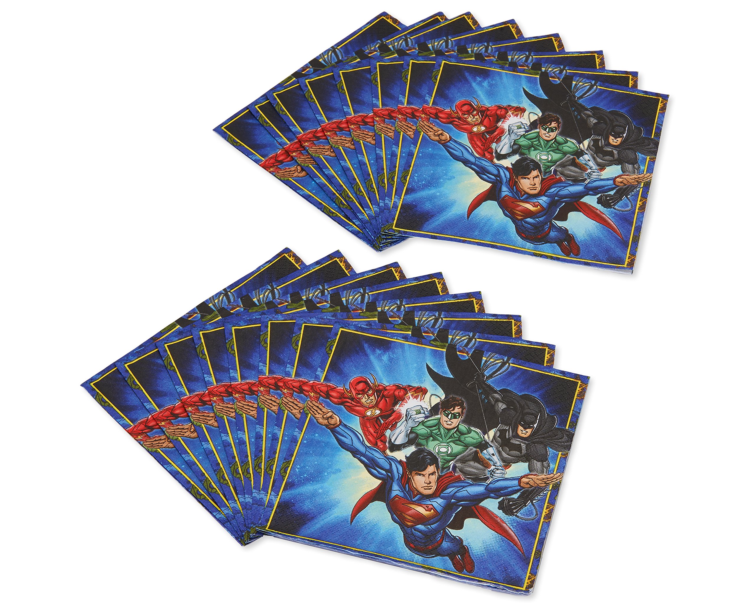 Justice League Superhero Themed Luncheon Napkins - 50 Count Disposable Paper Napkins for Birthday Parties, Baby Showers & Superhero Themed Events - Batman, Superman, Wonder Woman Design