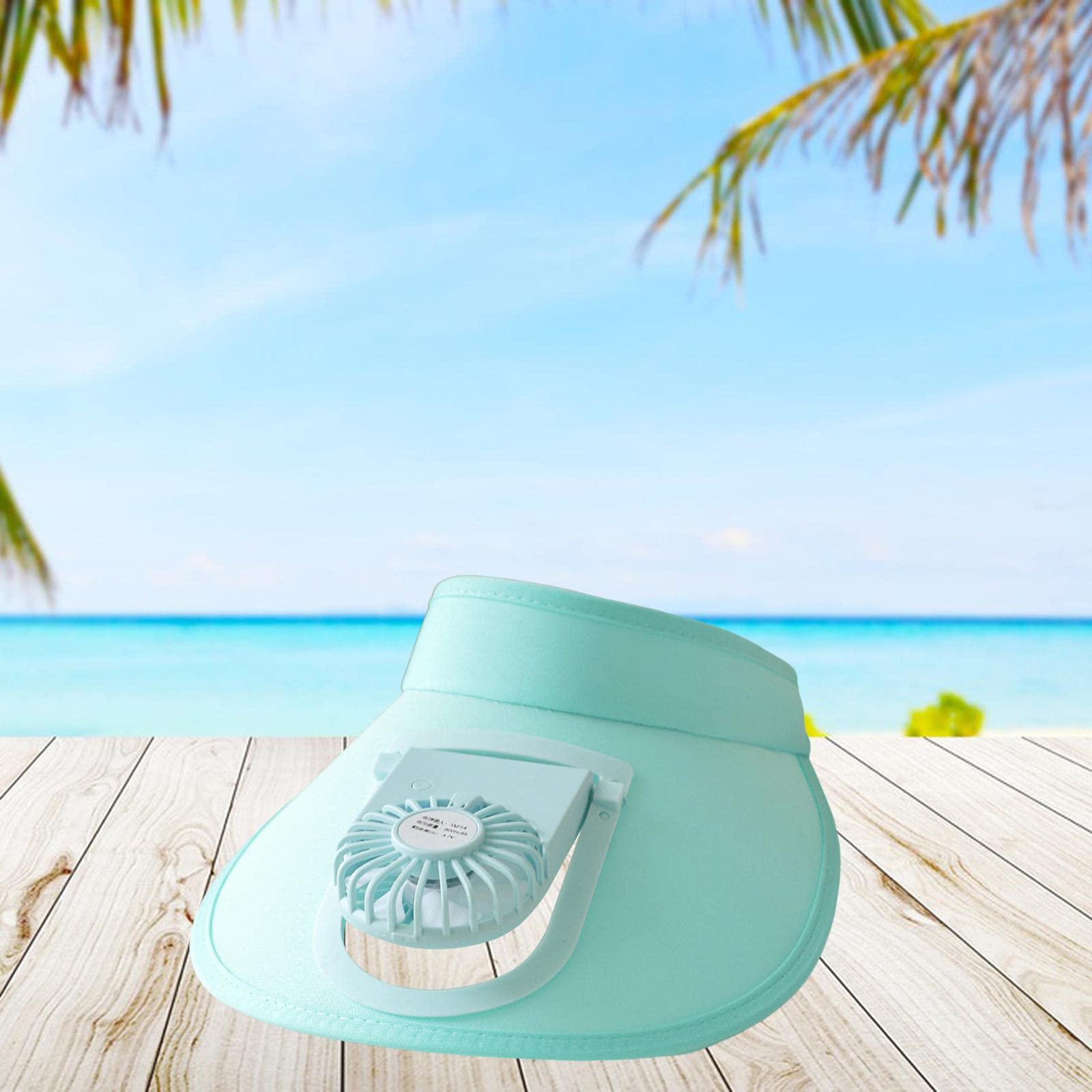 Sun Visor Hat with Built-in Fan for Adults & Kids - Adjustable Wind Speed, Wide Brim Sun Protection - Perfect for Outdoor Sports, Beach, Hiking & Summer Activities