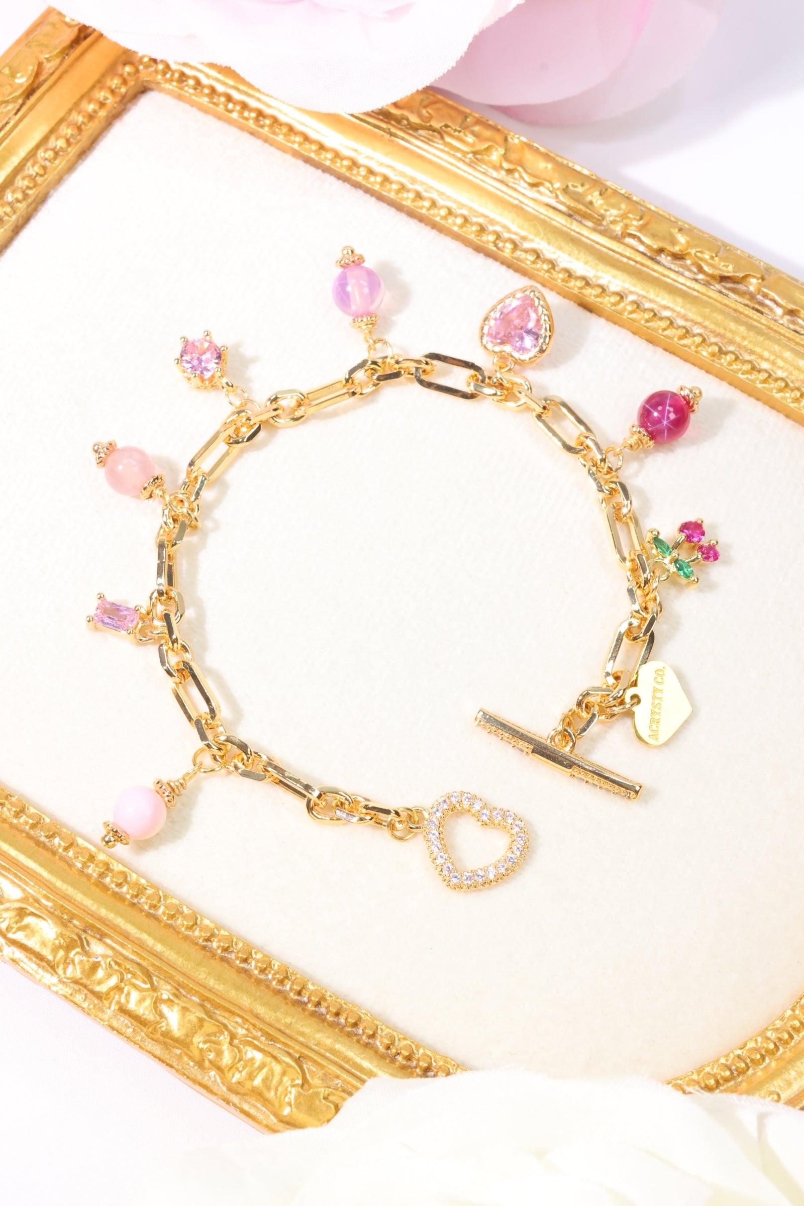 Ancharm × Cherry Hearts Bracelet - Elegant Pink Beaded Jewelry for Women | Perfect for Valentine's Day, Anniversary Gifts & Everyday Wear