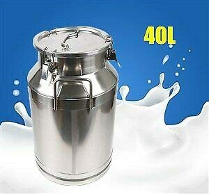 40L Stainless Steel Milk Can - Airtight Storage Container for Milk, Wine & Liquids - Sealed Lid Transport Jug for Dairy, Brewing & Bulk Liquid Storage - Perfect for Farms, Wineries & Commercial Kitchens