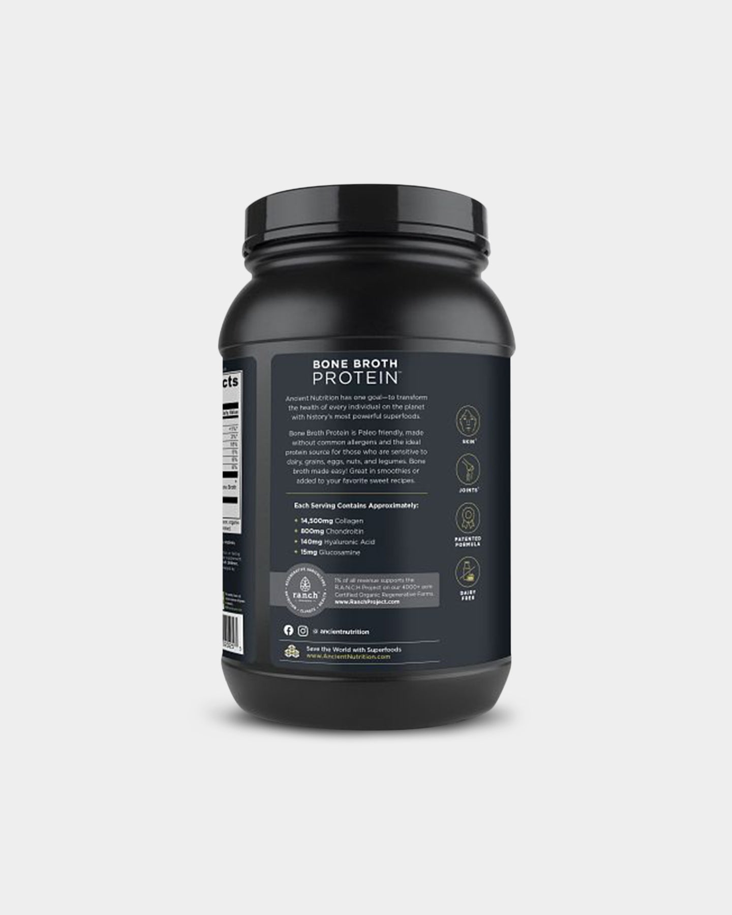 Ancient Nutrition Bone Broth Protein Powder - 20g Protein per Serving | Grass-Fed, Collagen-Rich Supplement for Gut Health & Joint Support - Ideal for Smoothies, Soups & Post-Workout Recovery