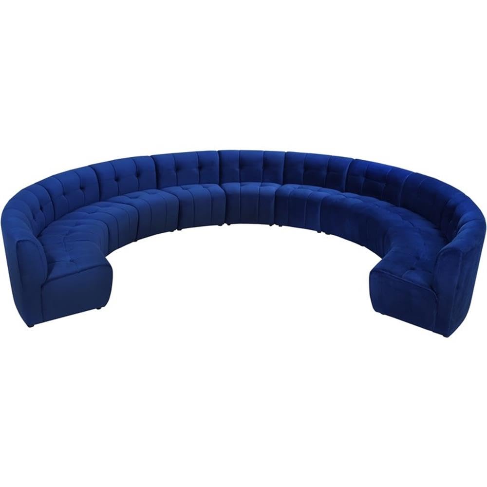 MAKLAINE 11-Piece Modular Contemporary Velvet Sectional Sofa Set - Navy Blue Velvet Upholstery, L-Shaped Couch for Living Room, Family Room & Home Theater