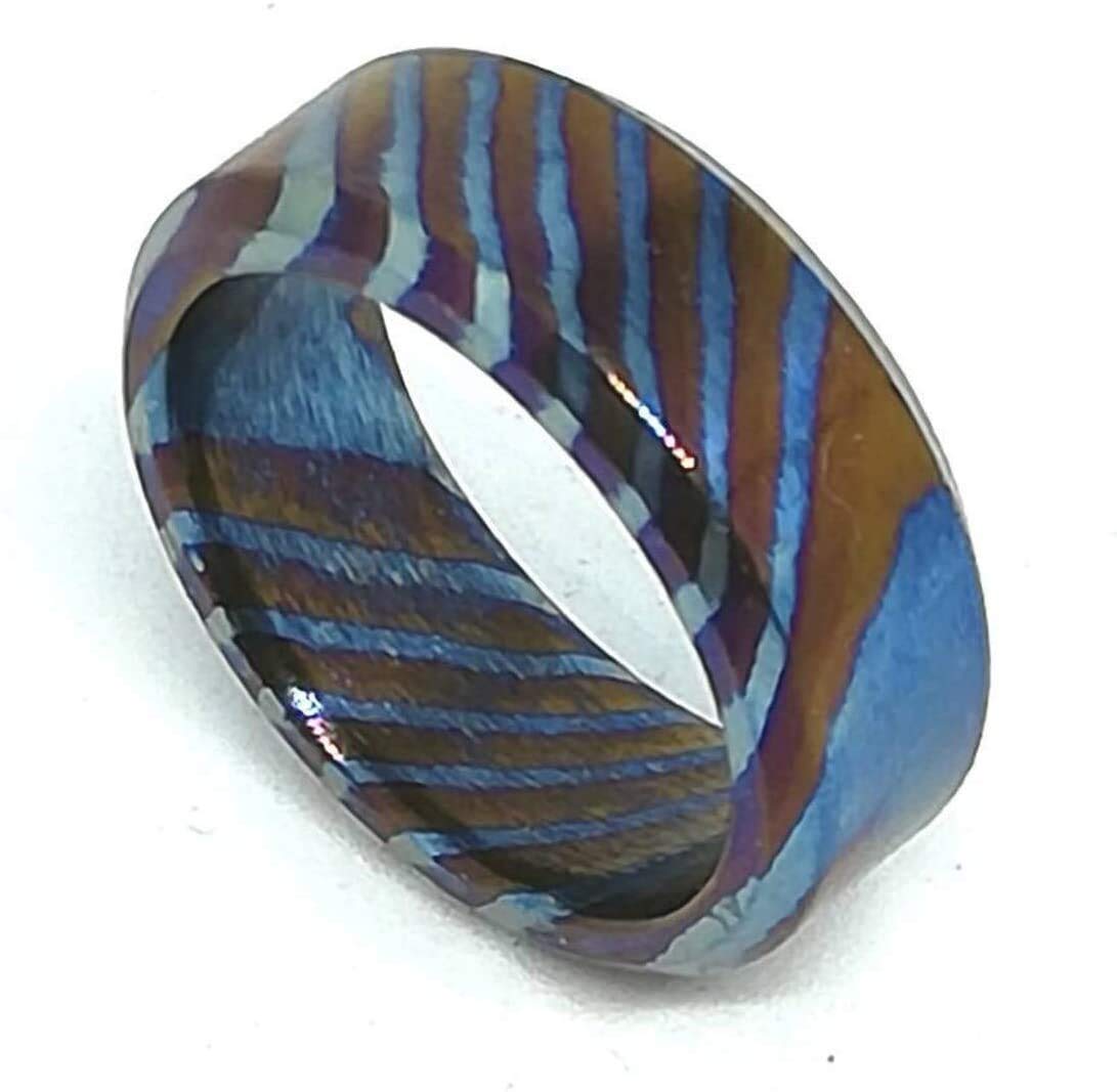 Handmade Damascus Titanium Ring for Men - Timascus KE-107-AT Comfort Fit Wedding Band, Custom Unisex Engagement Jewelry, Modern Statement Ring for Couples | Perfect for Weddings, Anniversaries & Special Occasions