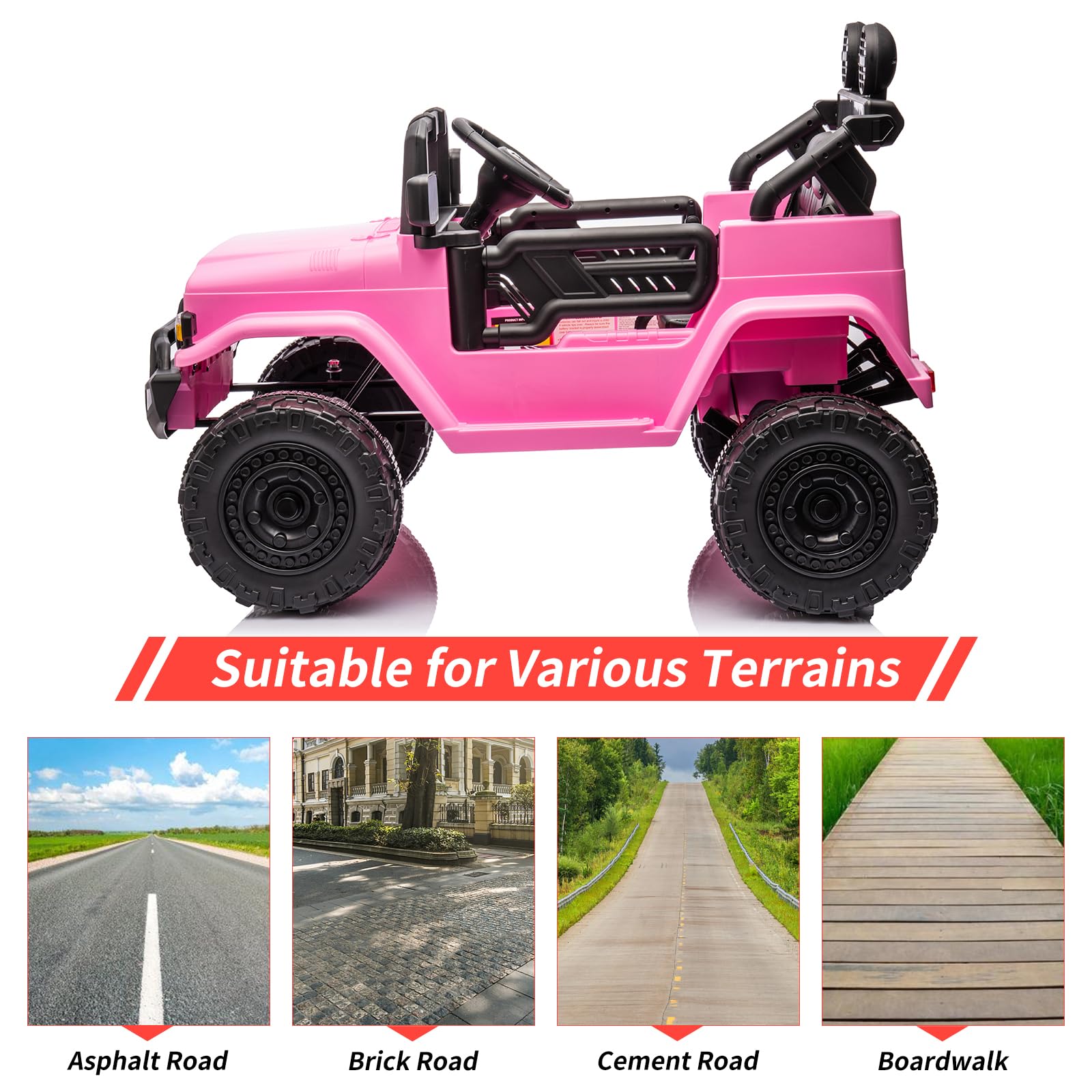 12V Licensed Toyota Ride On Truck for Kids - Battery Powered Electric Car with Remote Control, Music, LED Lights & Safety Belt | Pink Kids Ride-On Toy for Indoor & Outdoor Play, Birthday Gifts