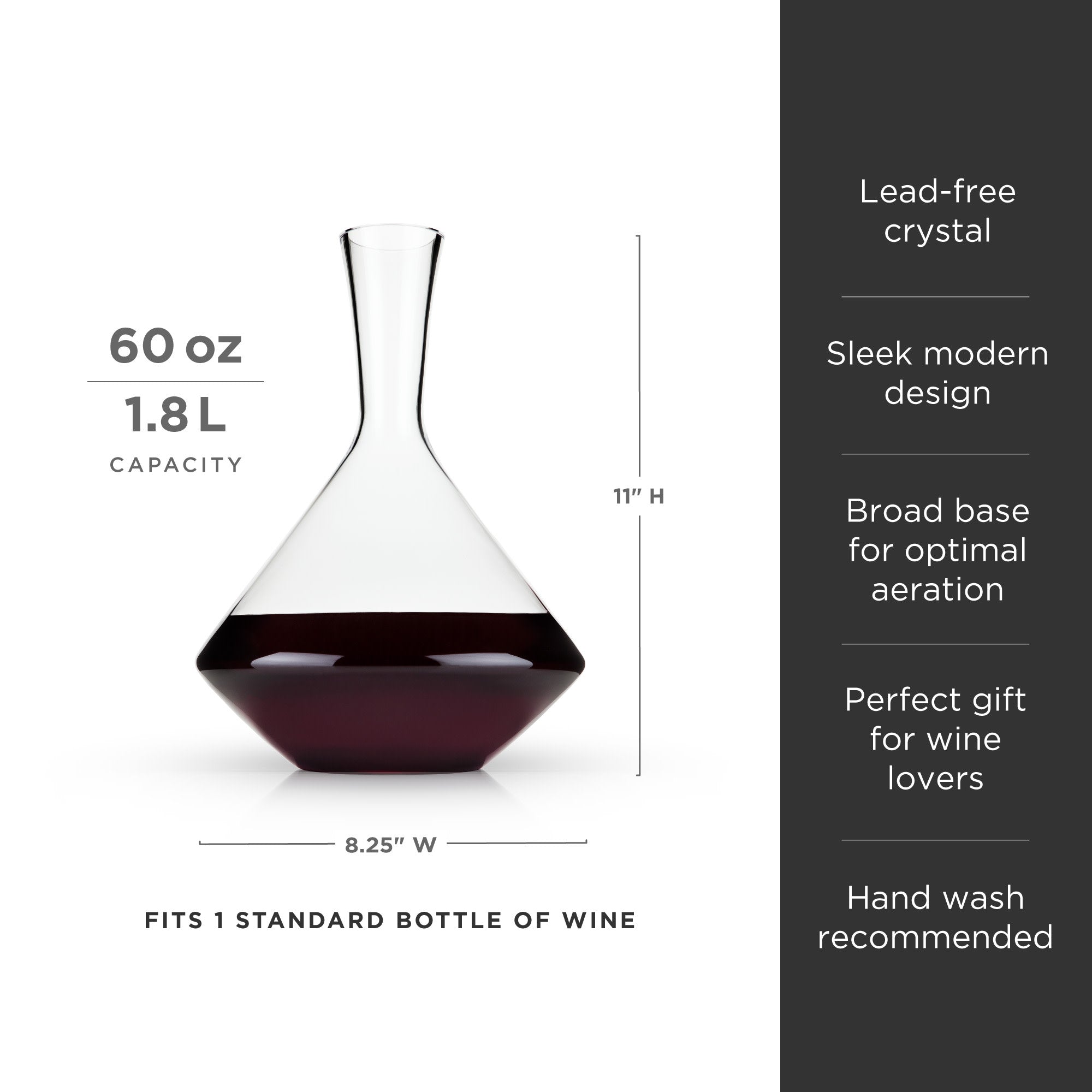 Elegant Raye Angled Crystal Wine Decanter - Premium Lead-Free Glass Carafe for Red Wine Aeration & Decanting | Perfect for Dinner Parties, Wine Tasting & Home Bar Decor