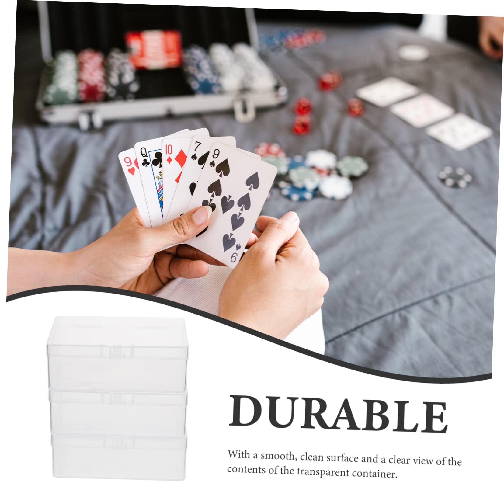 Hohopeti 6-Piece Clear Plastic Card Storage Box Set with Lids - PP Transparent Playing Card Organizer for Collectible Cards, Board Games & Home Organization
