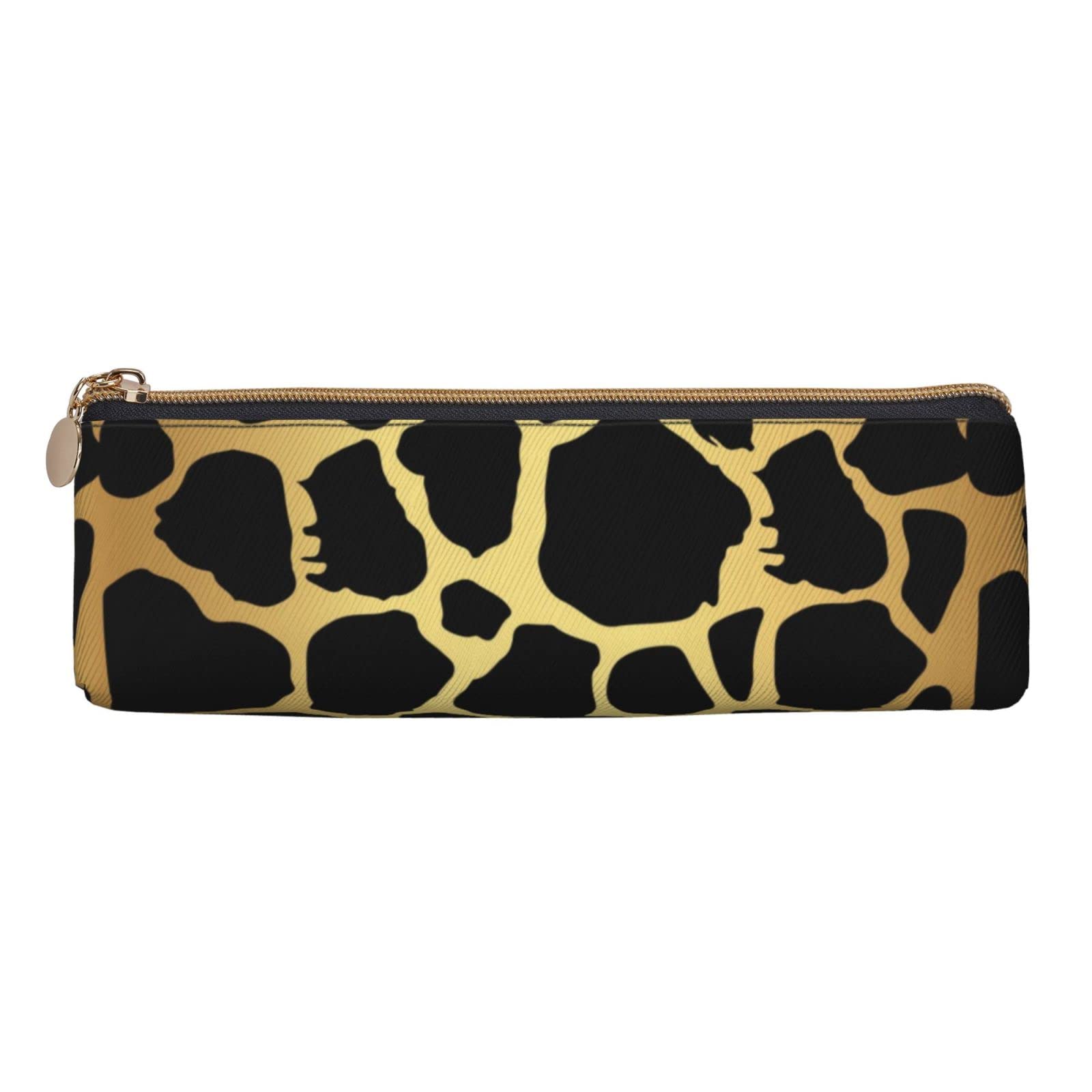 Leopard Print Leather Pencil Case with Zipper - Durable & Portable Makeup Bag for Women - 2.4 x 8.3 Inch - Perfect for School, Work, Office & Travel Essentials Organization