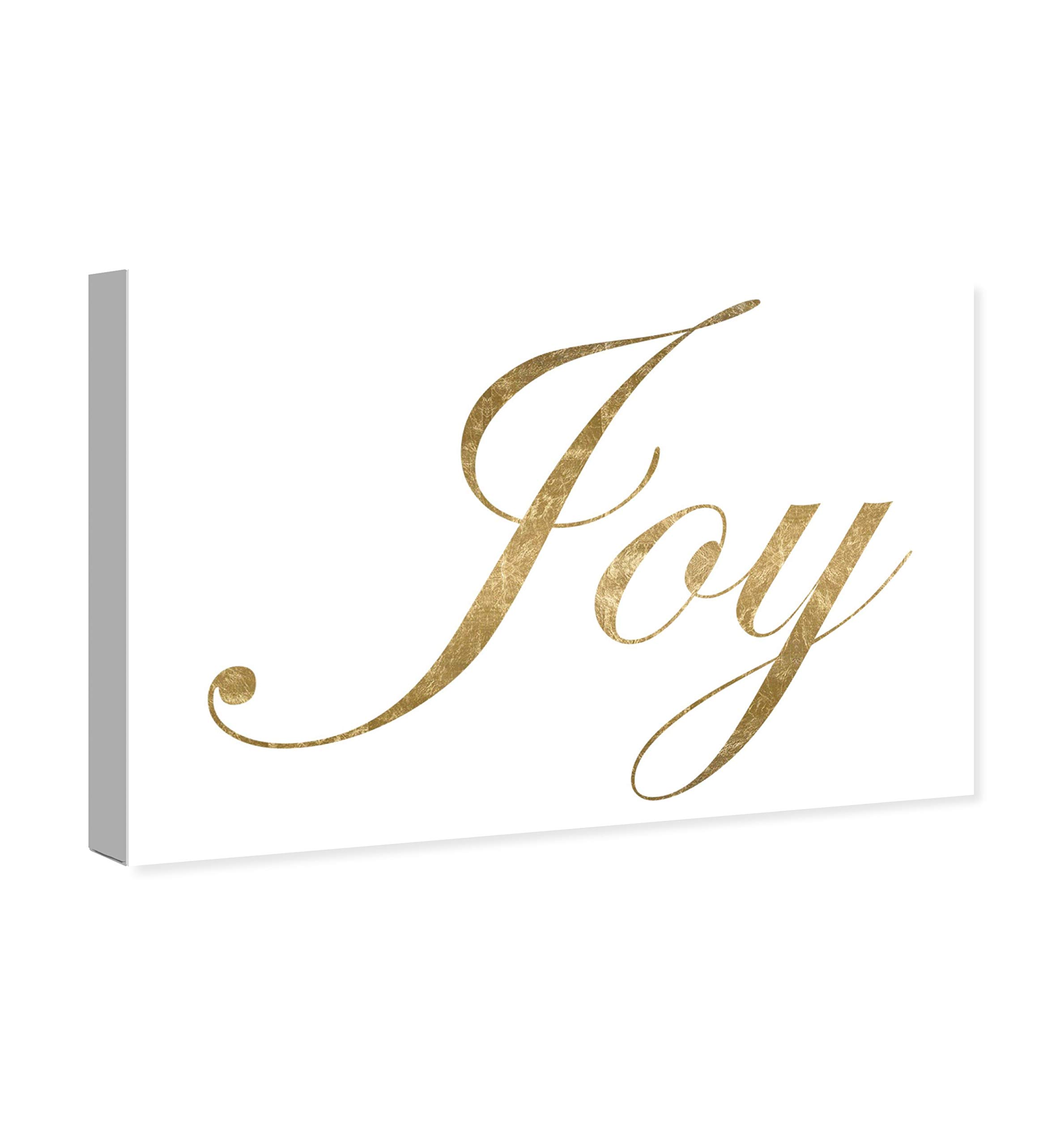 Oliver Gal Artist Co. Typography & Quotes Wall Art Canvas Print - 'Joy' Home Decor, 36x24 Inches, Gold & White - Perfect for Living Room, Bedroom & Office Decor
