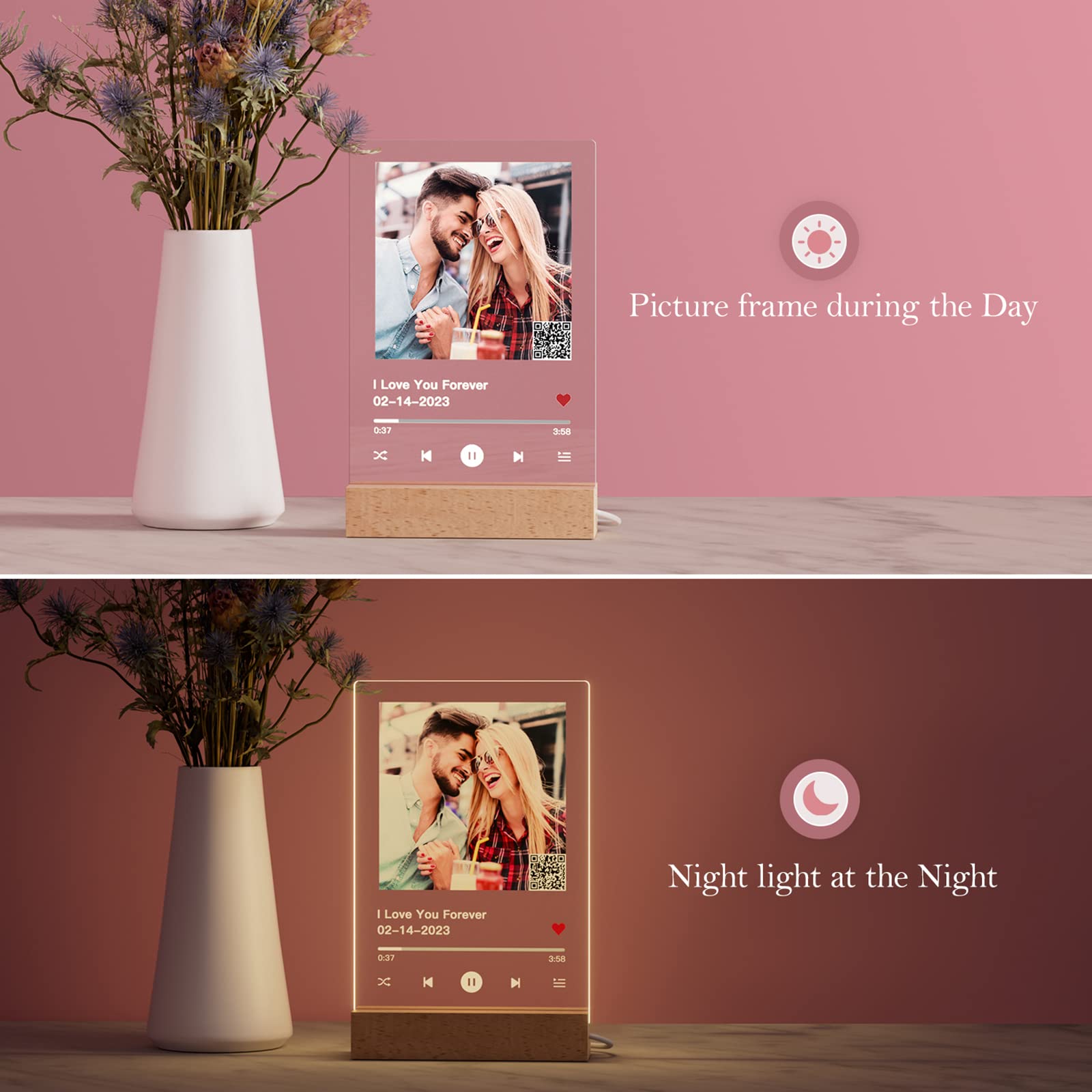Custom Song Plaque with QR Code & Photo - Personalized Spotify Music Gift for Birthday, Anniversary - Unique Acrylic Plaque for Boyfriend, Girlfriend, Husband, Wife | Perfect for Romantic Surprises & Special Occasions