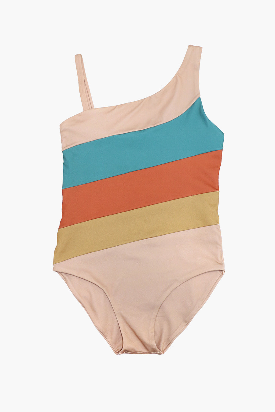 Cute Girls' Bathing Suit - Tri-Color Coco Au Lait Design - Perfect for Beach, Pool & Summer Vacations
