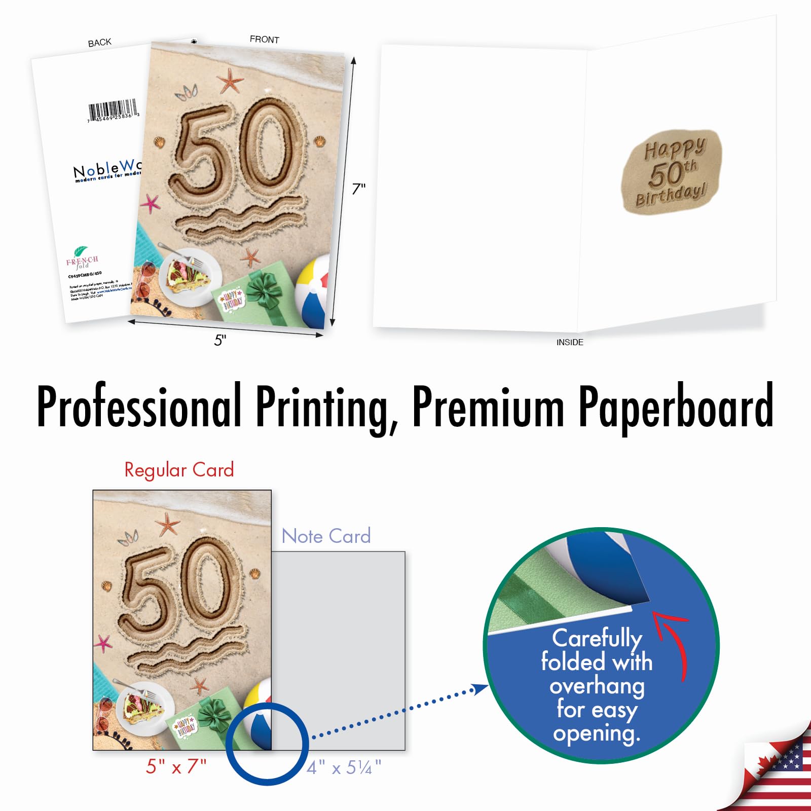 Funny 50th Birthday Card - Milestone 50 Years Celebration Notecard with Envelope - Perfect for Beach Party & Humorous Birthday Wishes - NobleWorks C9459CMBG | Great for Anniversary, Retirement & Special Occasion Gifts