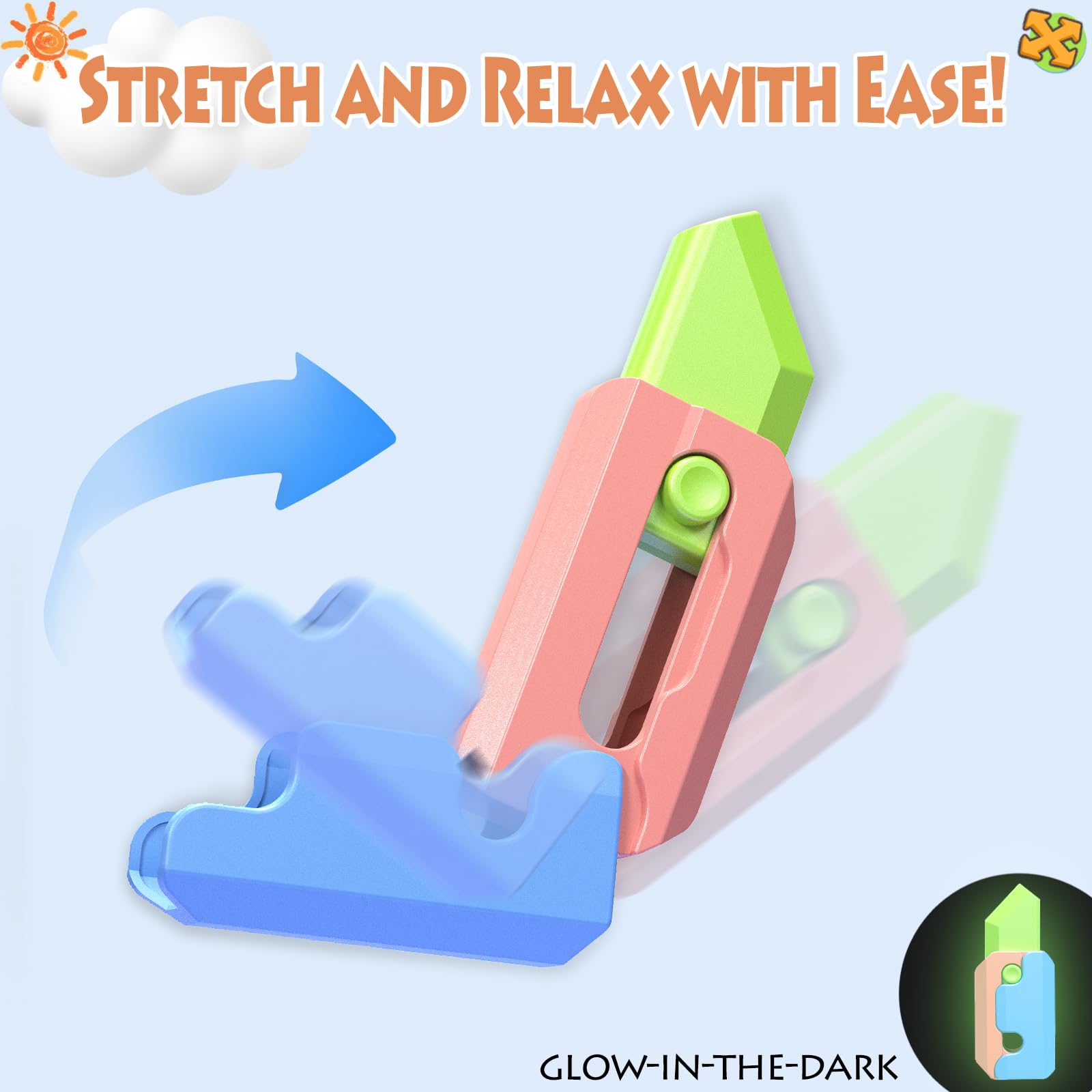 Doloowee Fidget Knife Toys - 4 Pack Stress Relief Sensory Toys for Kids & Adults with Autism, ADD, ADHD - Anxiety Relief, Focus & Calming Tool - Perfect Christmas Birthday Gift for Boys (Great for Classroom, Office, Travel & Home Use)