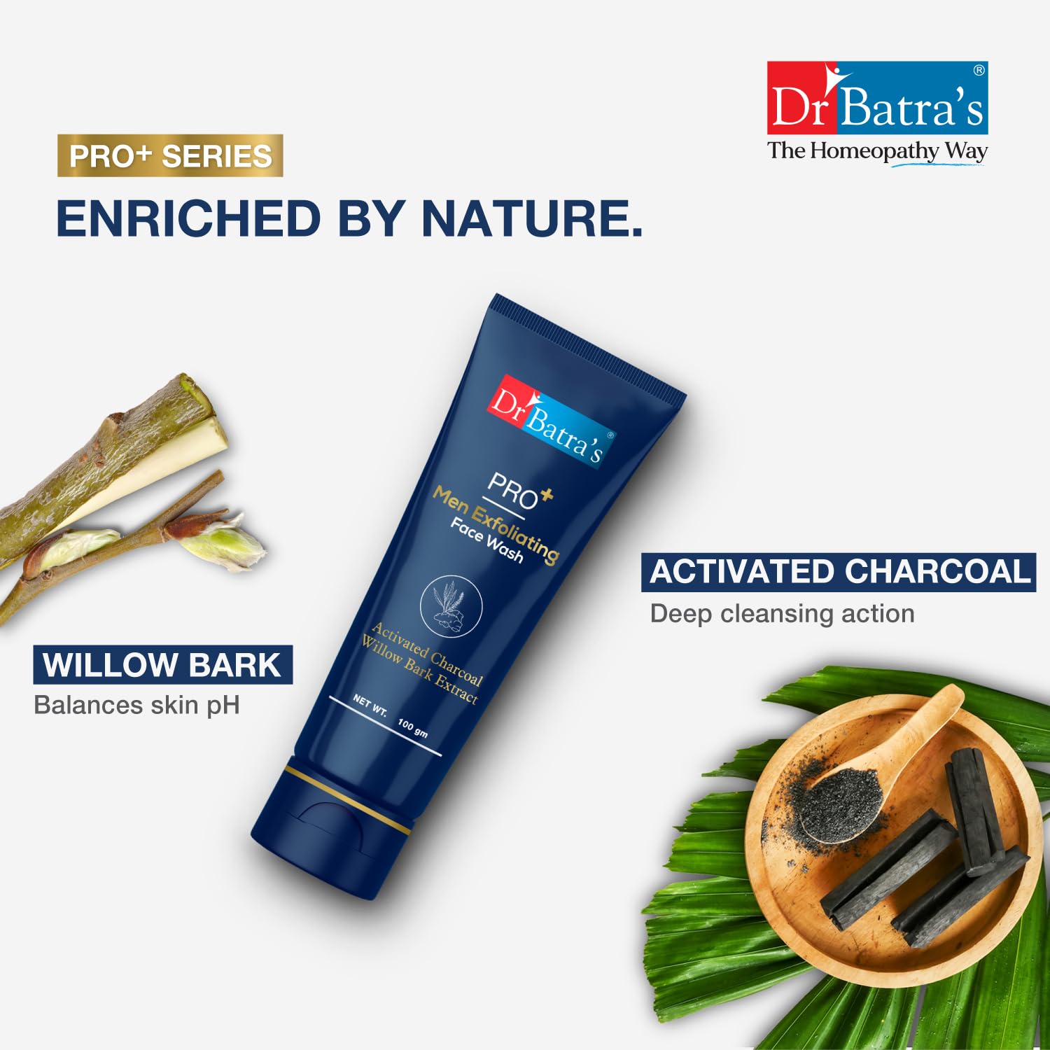 Dr Batra's PRO+Men Exfoliating Face Wash 100gm - Deep Cleansing & Exfoliating Facial Cleanser for Men with Natural Ingredients - Perfect for Daily Skincare Routine & Post-Shave Care