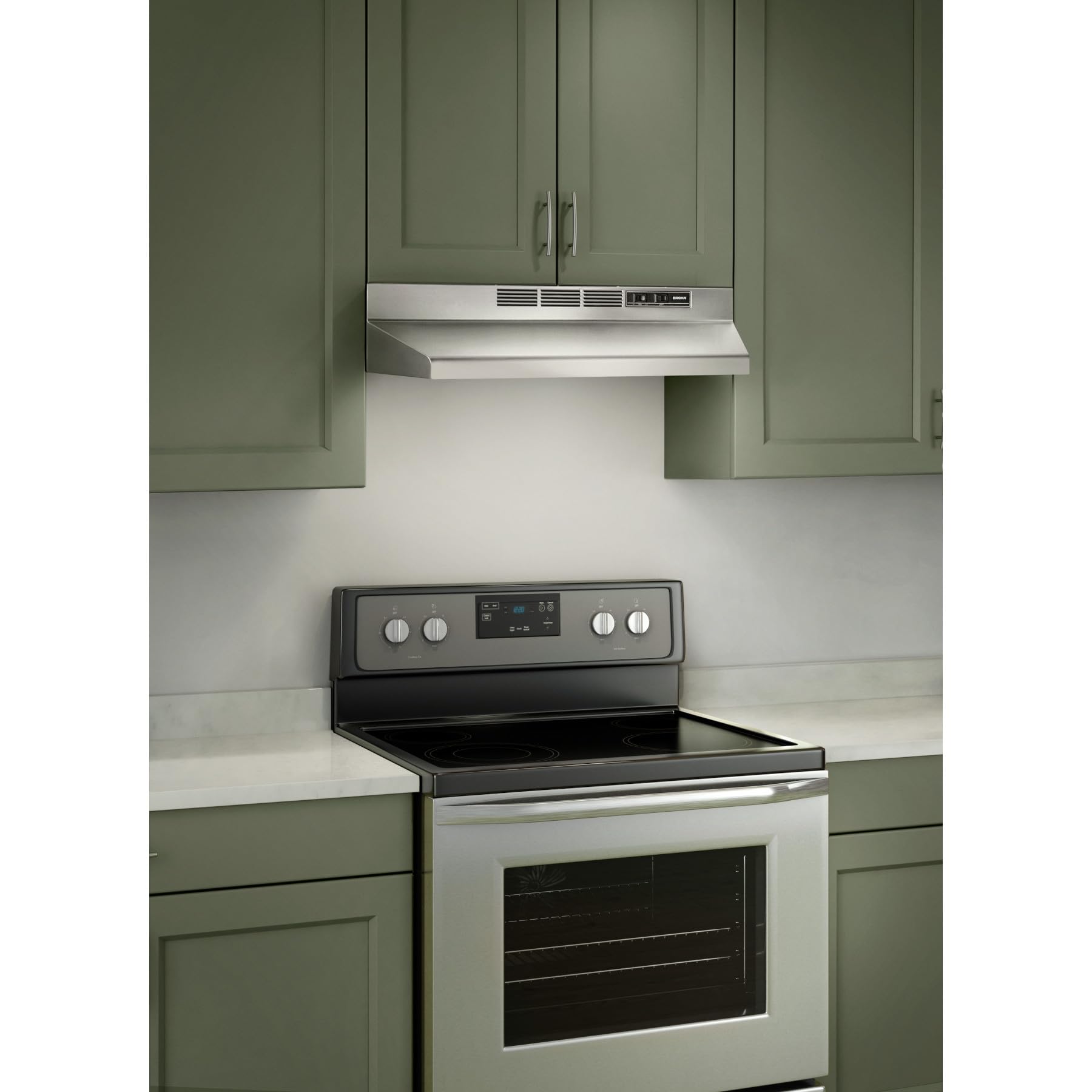 Broan-NuTone 413004 30-Inch Stainless Steel Under Cabinet Range Hood with LED Lights - Non-Ducted Ductless Kitchen Exhaust Fan for Modern Homes & Apartments