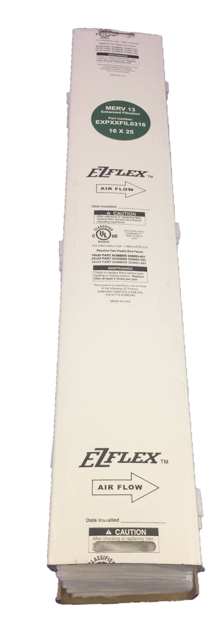 Carrier EXPXXFIL0316 OEM 16x25x5 MERV 13 EZ Flex Replacement Air Filter Media - Perfect for HVAC Systems, Furnaces, and Air Purifiers to Improve Indoor Air Quality