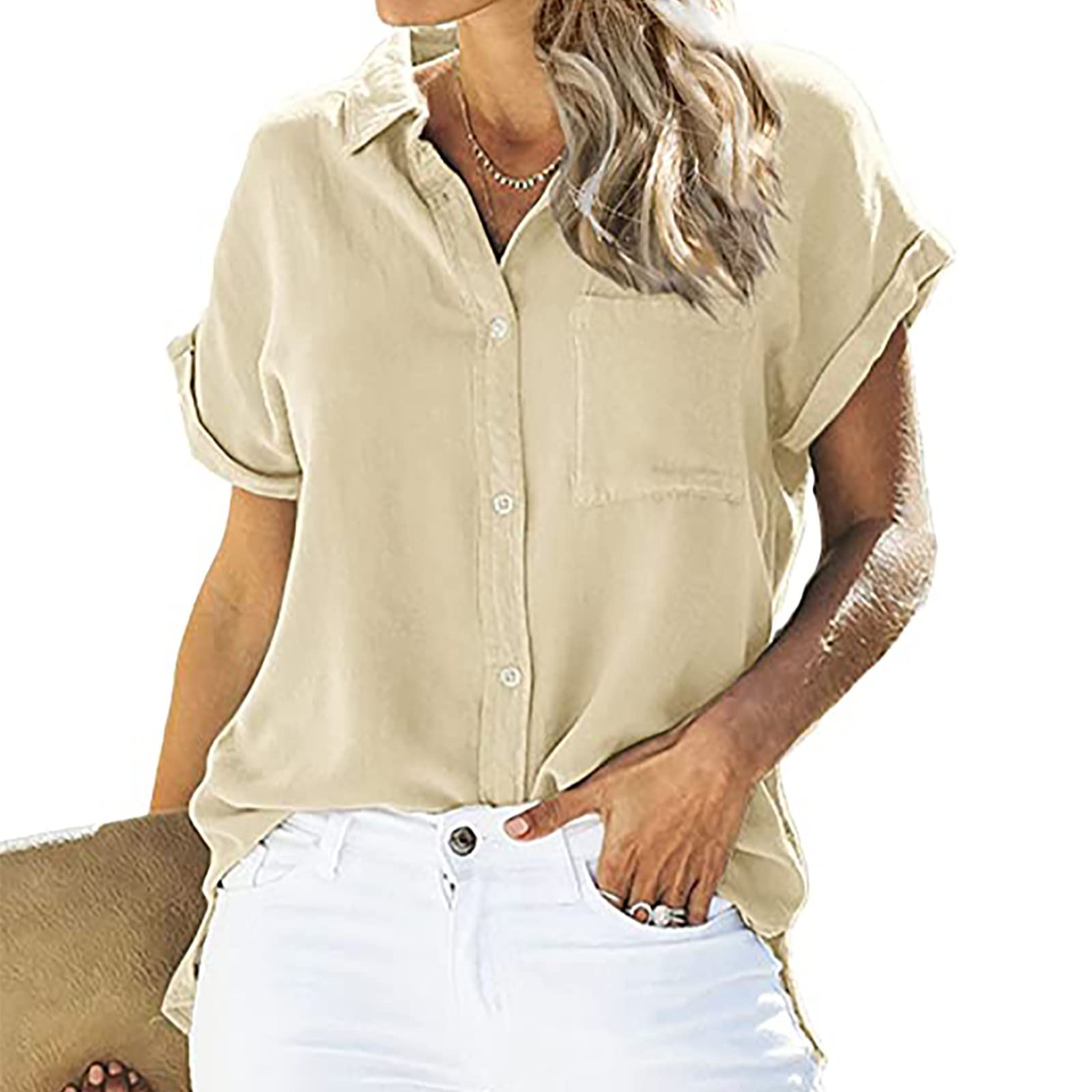 Women's Cotton Linen Button Down Shirts - Long Sleeve Collared Work Blouses for Office & Casual Wear | Perfect for Business, Travel & Everyday Outfits