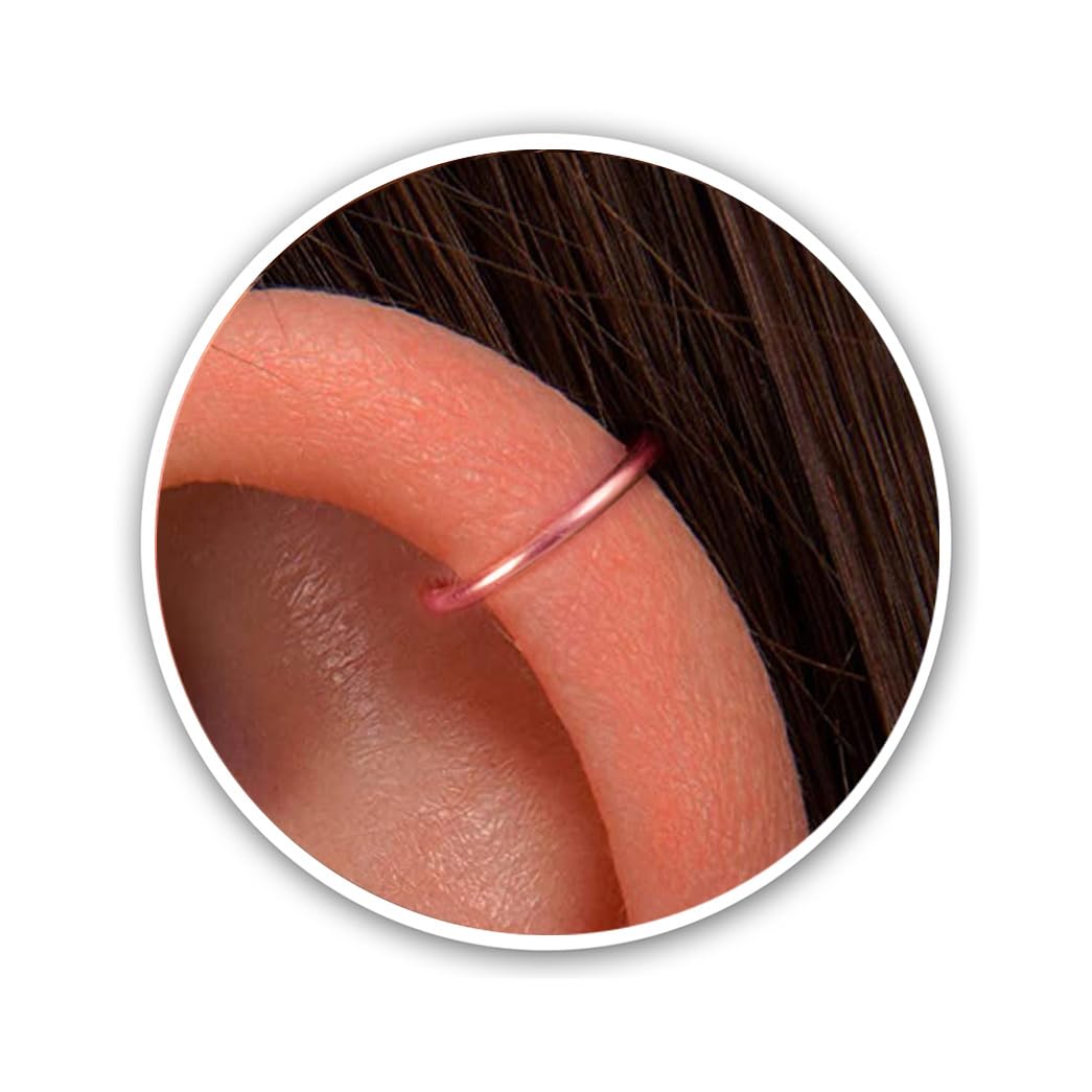 14K Rose Gold Filled Cartilage Hoop Earrings for Women - 8mm Thin 20 Gauge Helix Piercing Jewelry - Perfect for Everyday Wear, Special Occasions & Gifts