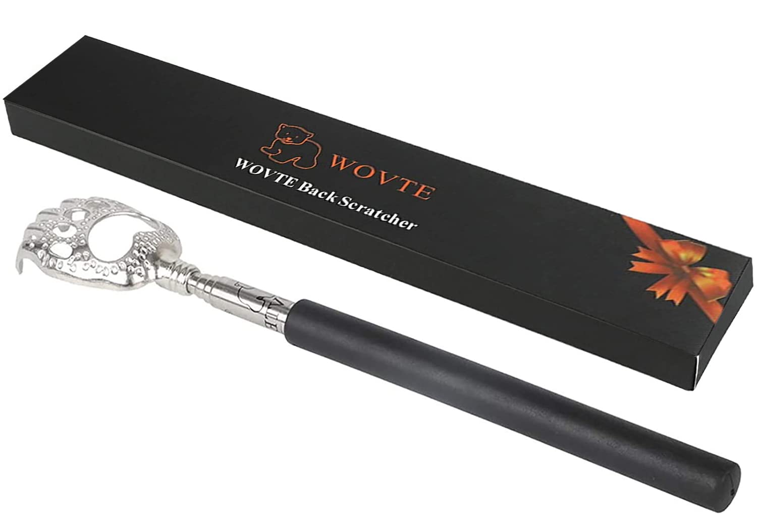 WOVTE Bear Claw Black Telescopic Back Scratcher - Extendable Itch Relief Tool for Back, Shoulder & Hard-to-Reach Areas - Perfect for Home, Office & Travel Use