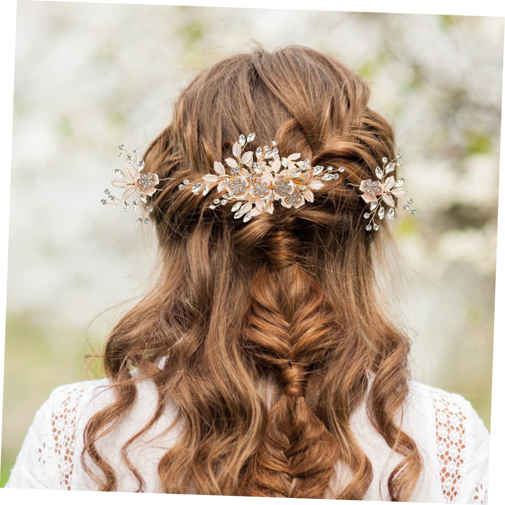 BIUDECO Rhinestone Bridal Hair Pin Set - Leaf Hair Clip & Flower Headpiece for Wedding, Prom, Bridal Shower - Elegant Bride Hair Accessories