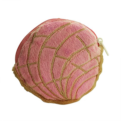 Adorox Mexican Pan Dulce Concha Plush Coin Purse - Cute Strawberry Pink Novelty Money Pouch for Women | Perfect for Parties, Gifts & Everyday Use
